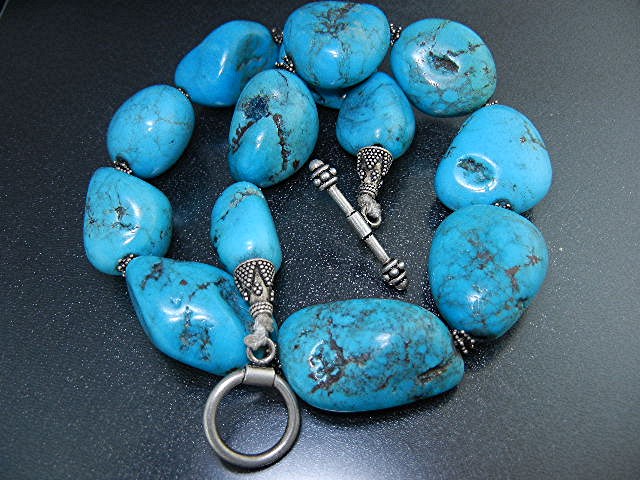 Sleeping Beauty Turquoise Sterling Silver Toggle Neckla