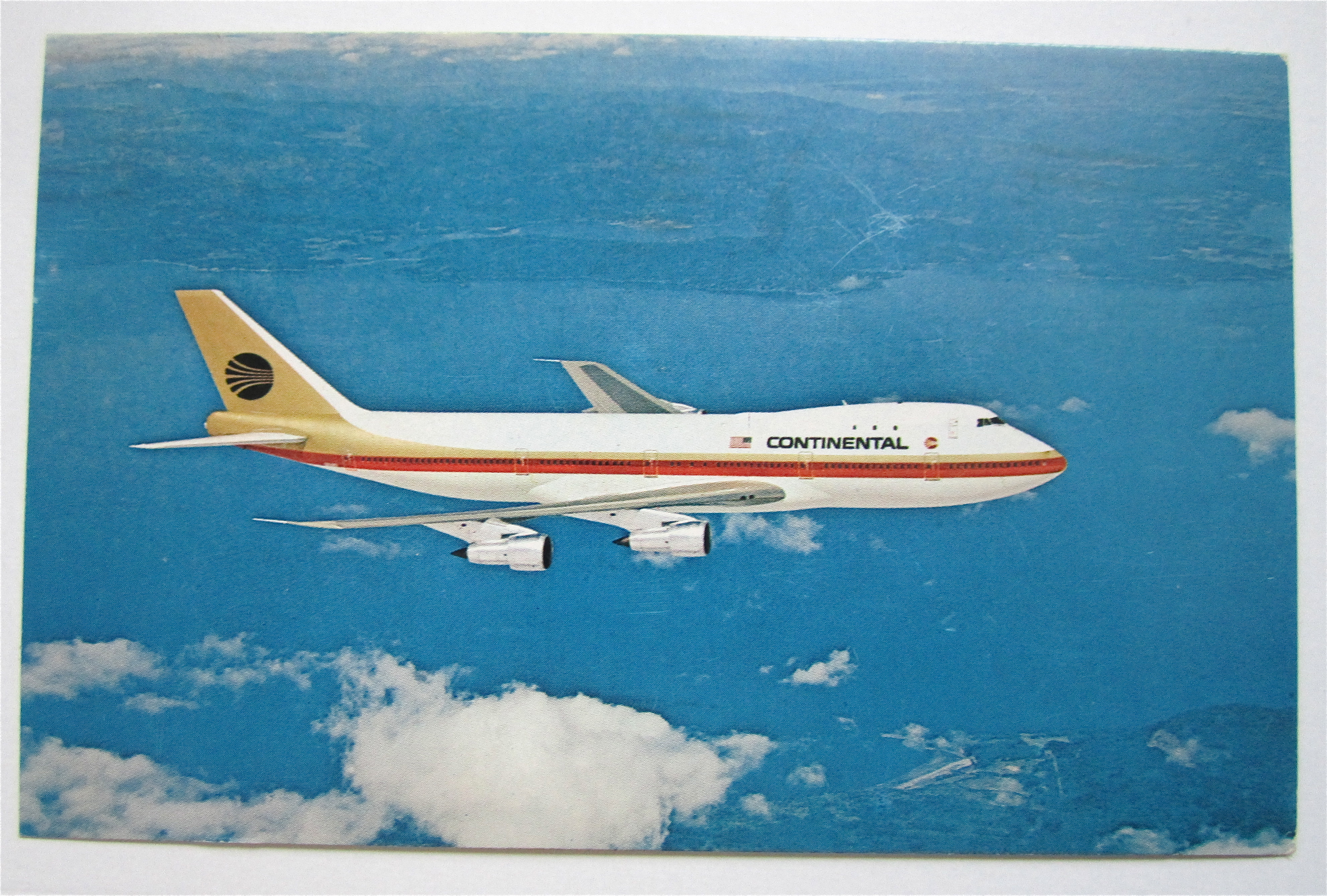 Continental 747 Airplane Postcard