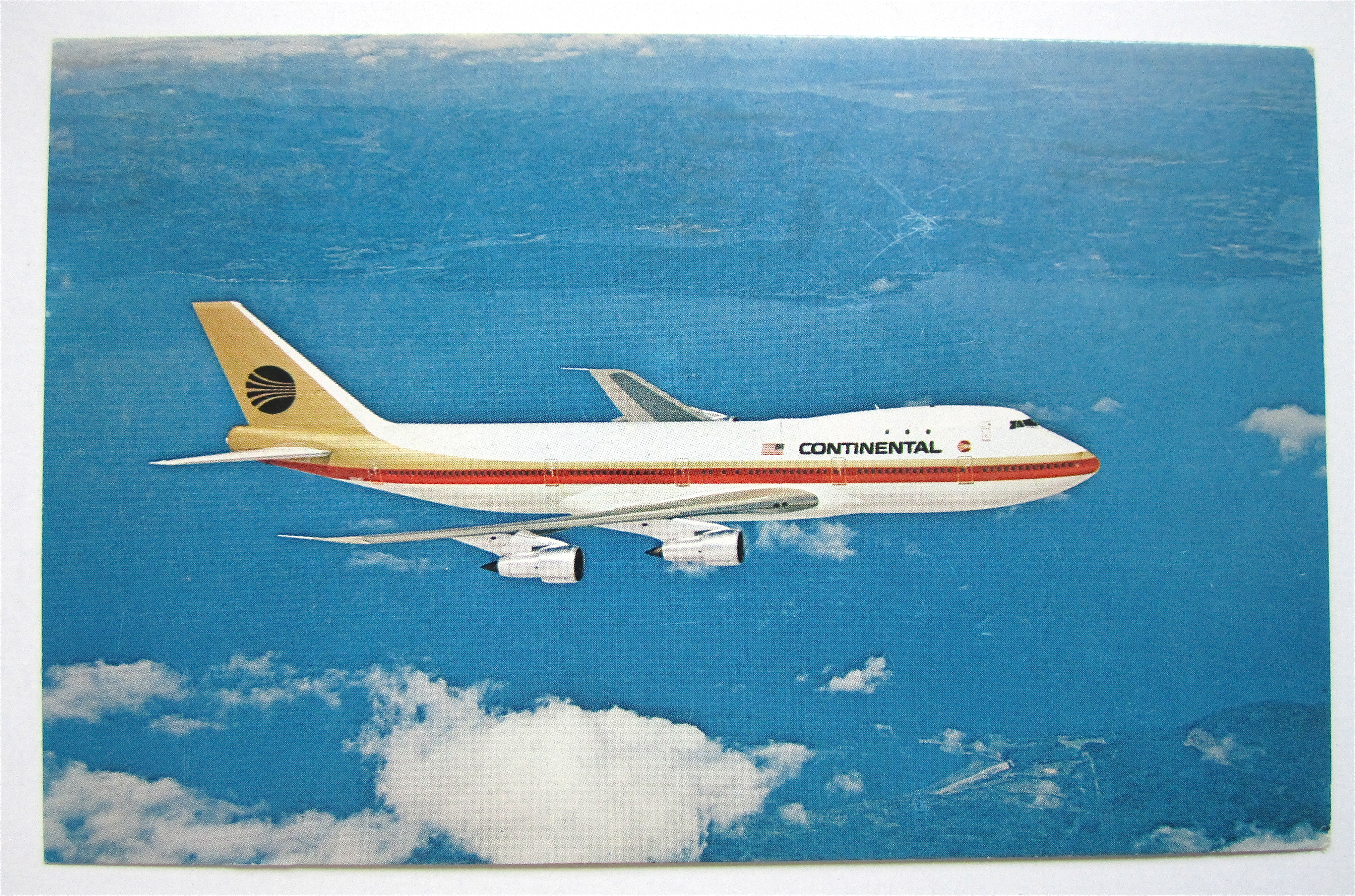 Continental 747 Airplane Postcard