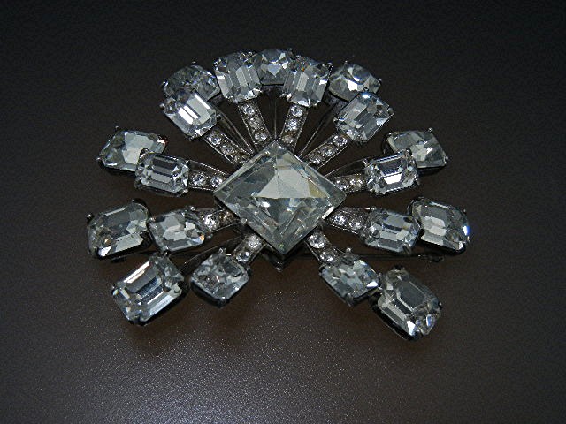 Eisenberg Sterling Silver Crystal Brooch Original Box
