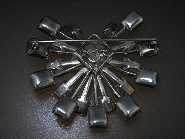 Eisenberg Sterling Silver Crystal Brooch Original Box