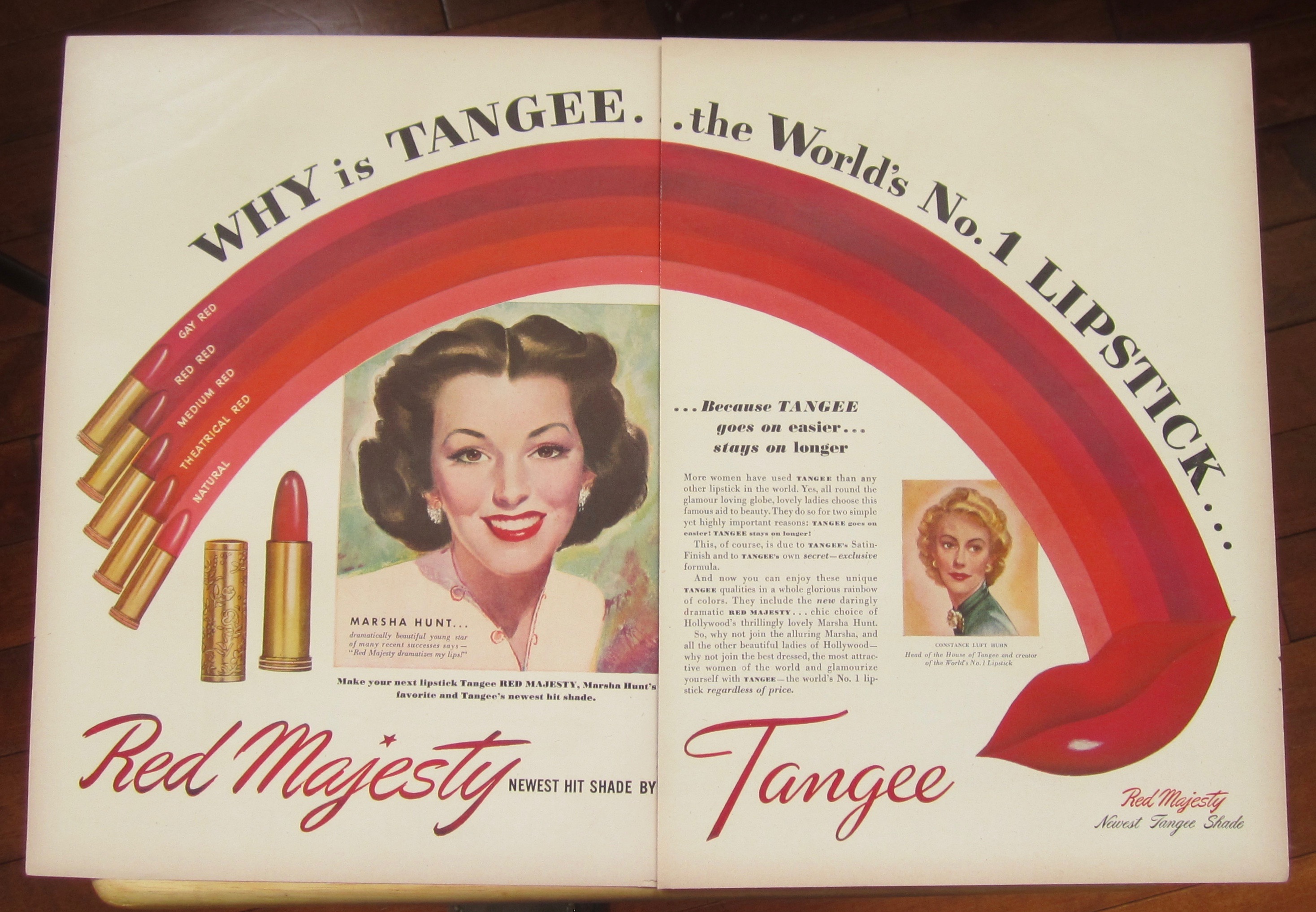1947 Tangee Red Majesty Lipstick with Marsha Hunt
