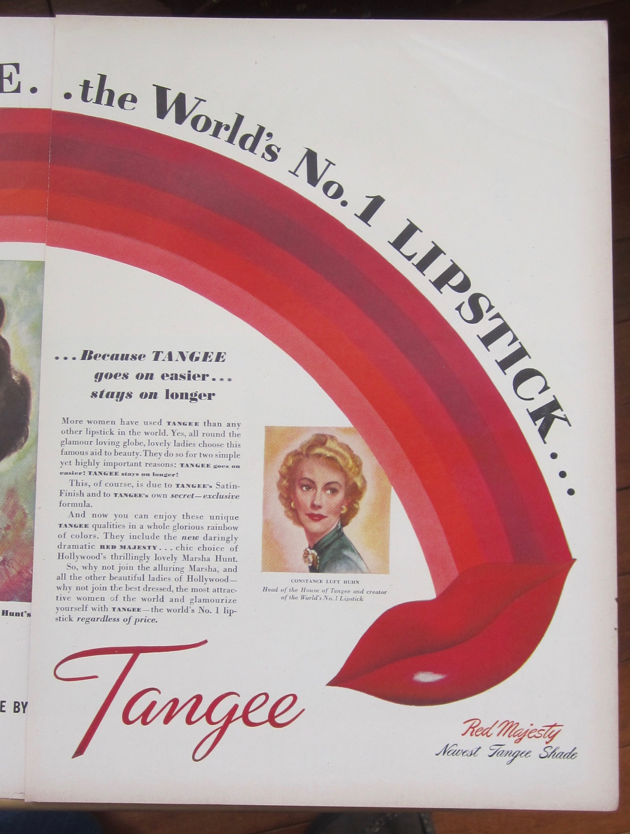 1947 Tangee Red Majesty Lipstick with Marsha Hunt