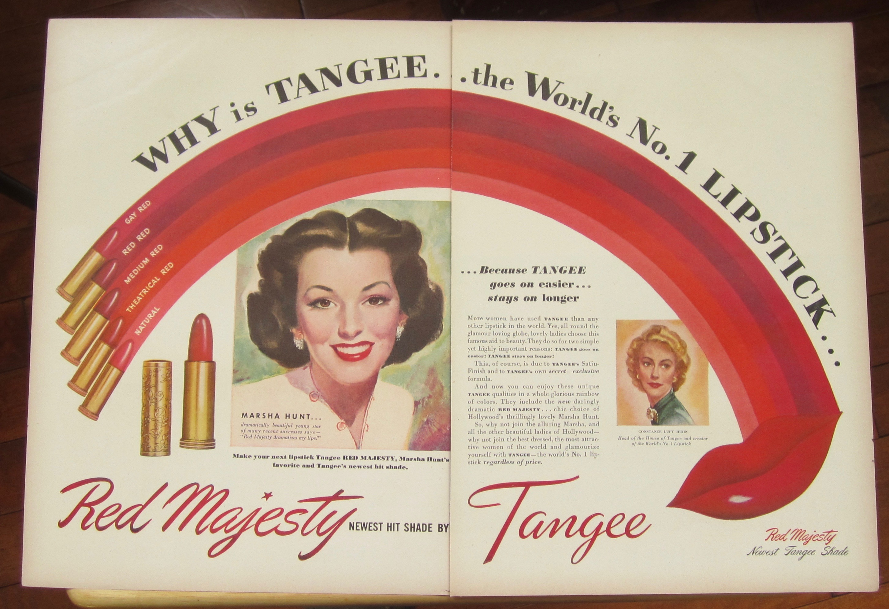 1947 Tangee Red Majesty Lipstick with Marsha Hunt
