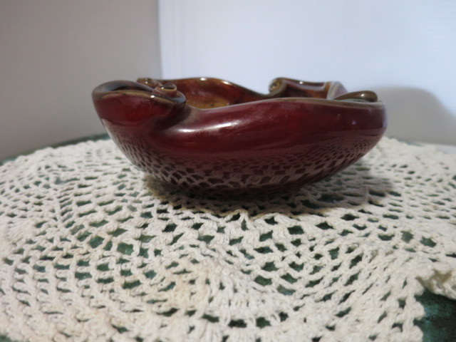 Murano Art Glass Uranium Bowl Rare Mid Century Floral Abstract