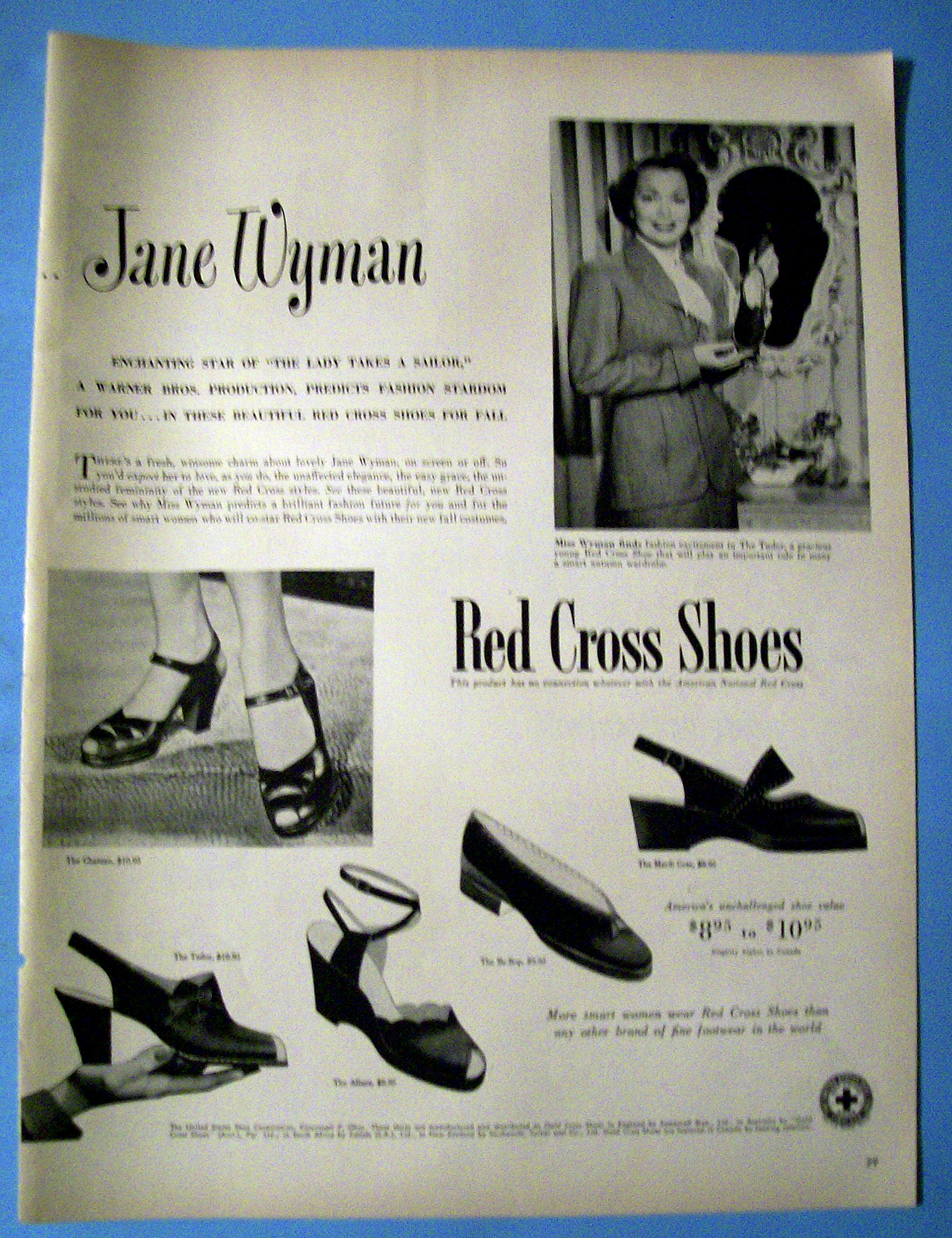 Vintage Ad: 1949 Red Cross Shoes w/ Jane Wyman