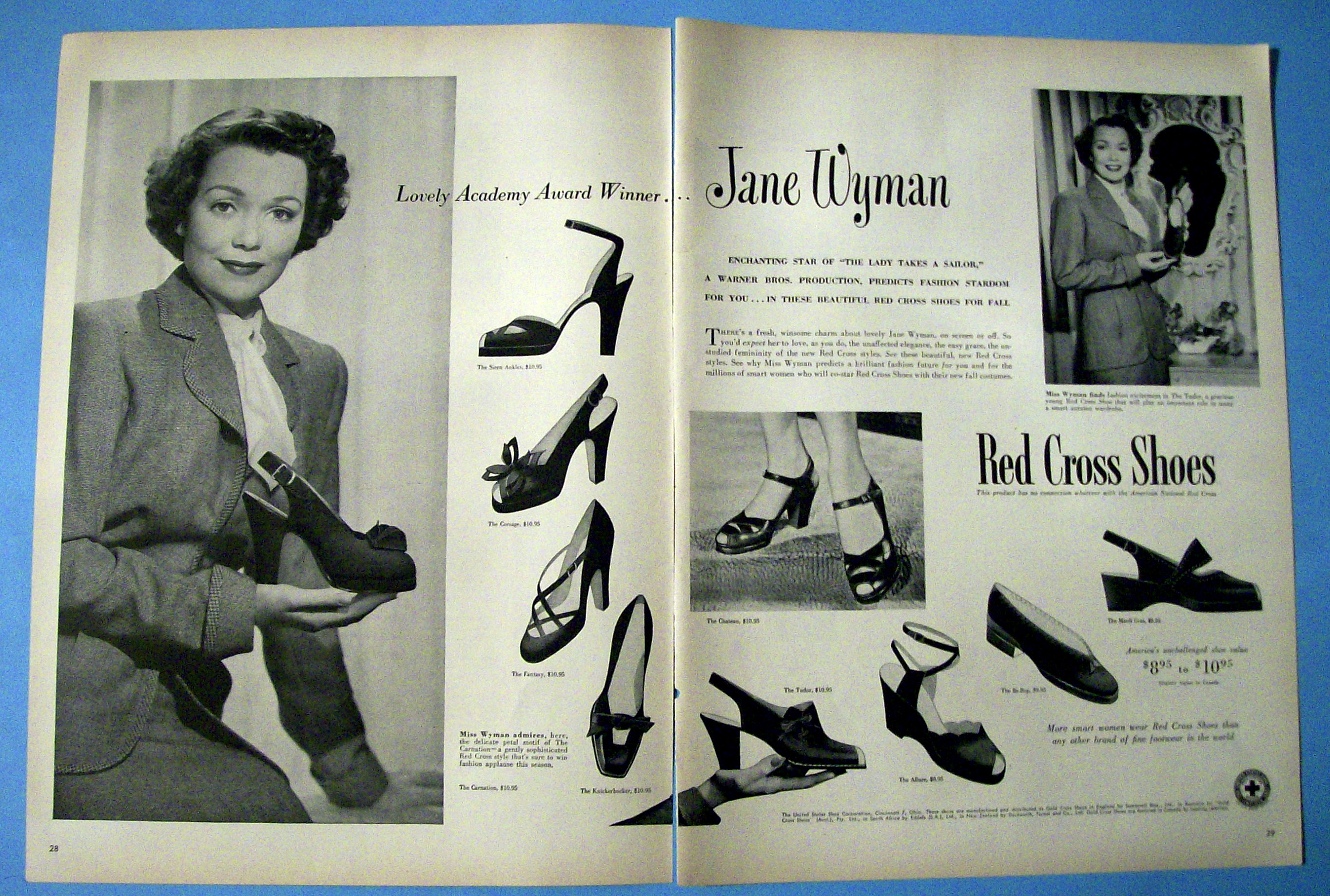 Vintage Ad: 1949 Red Cross Shoes w/ Jane Wyman