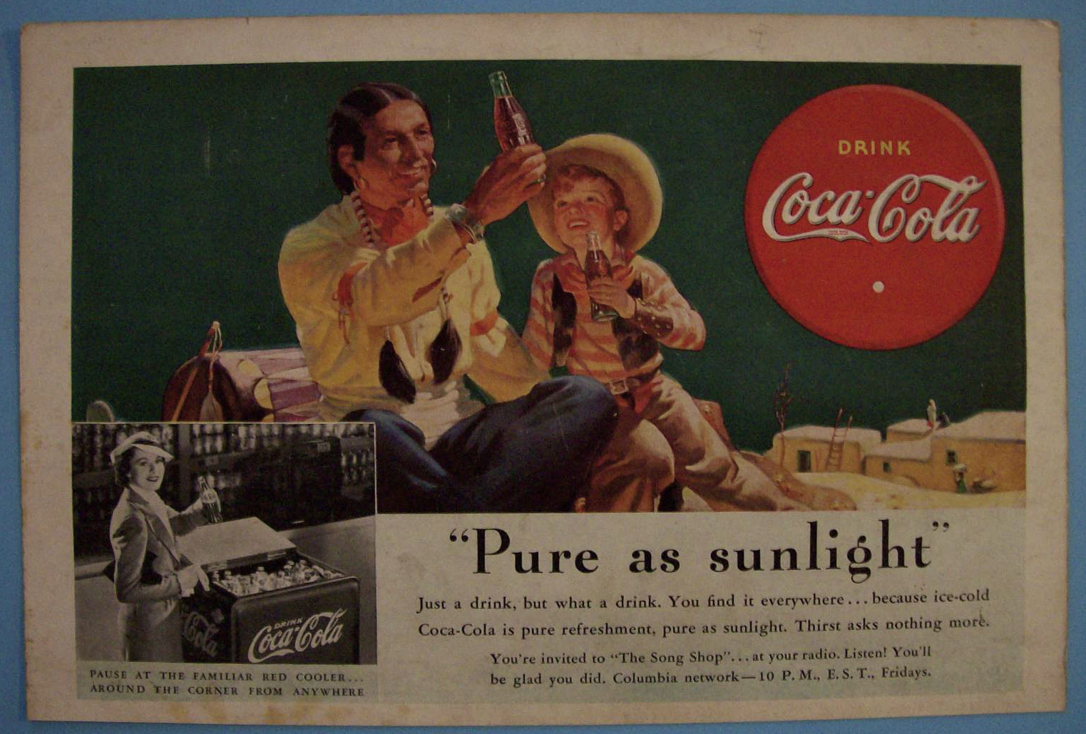 1938 Coca-Cola (Coke) with Indian Man & Little Boy