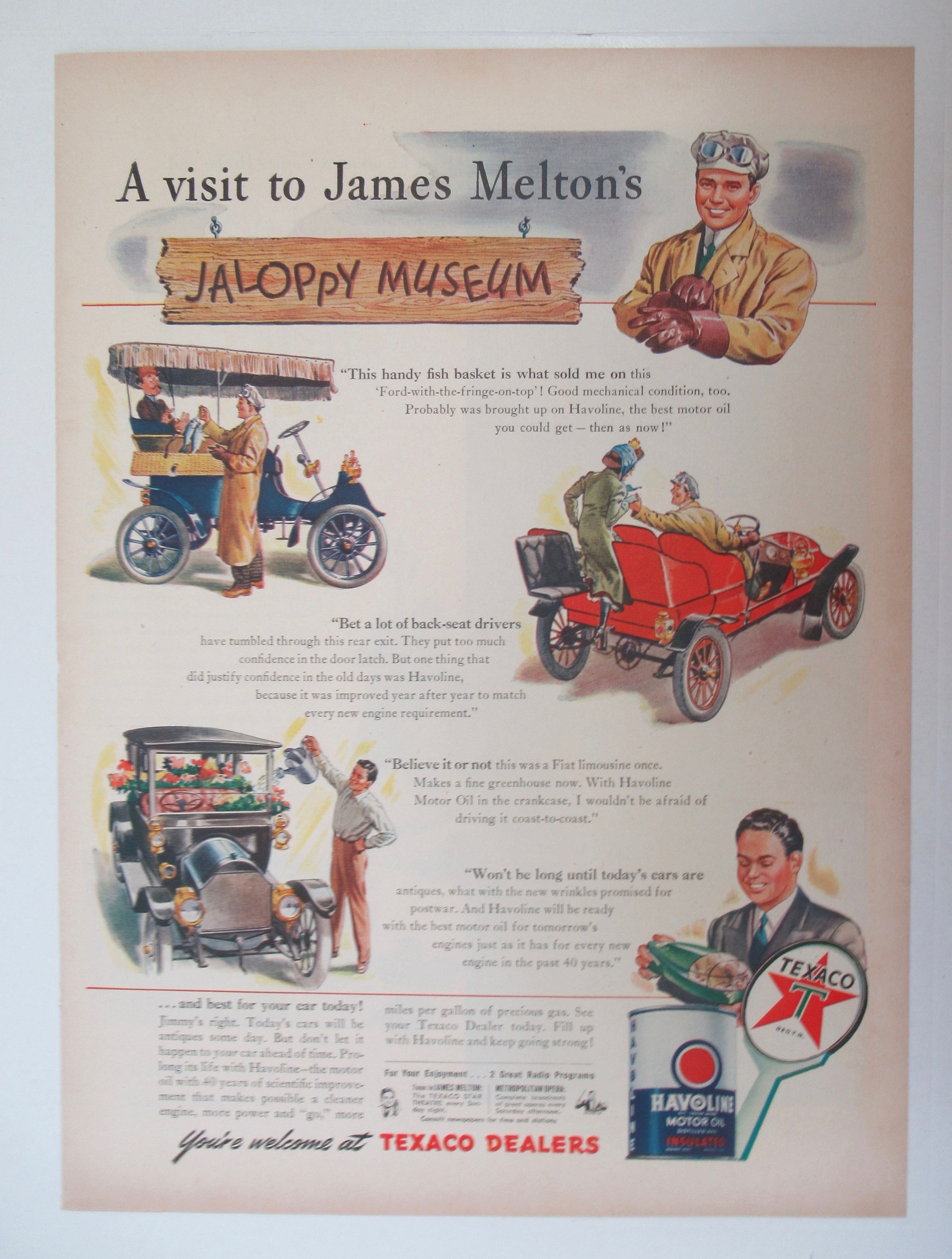 1945 Texaco Motor Oil w/ James Melton's Jaloppy Museum