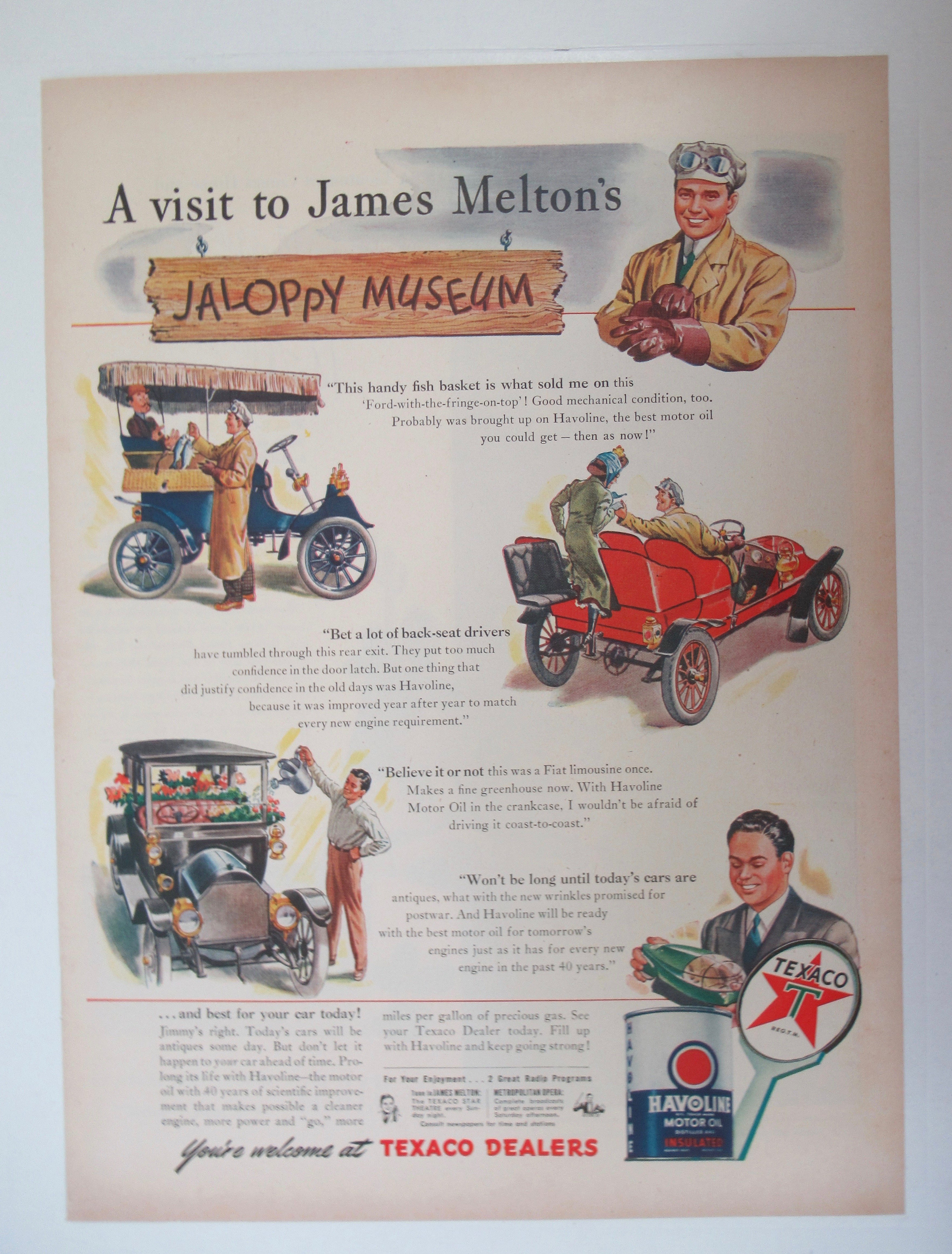 1945 Texaco Motor Oil w/ James Melton's Jaloppy Museum