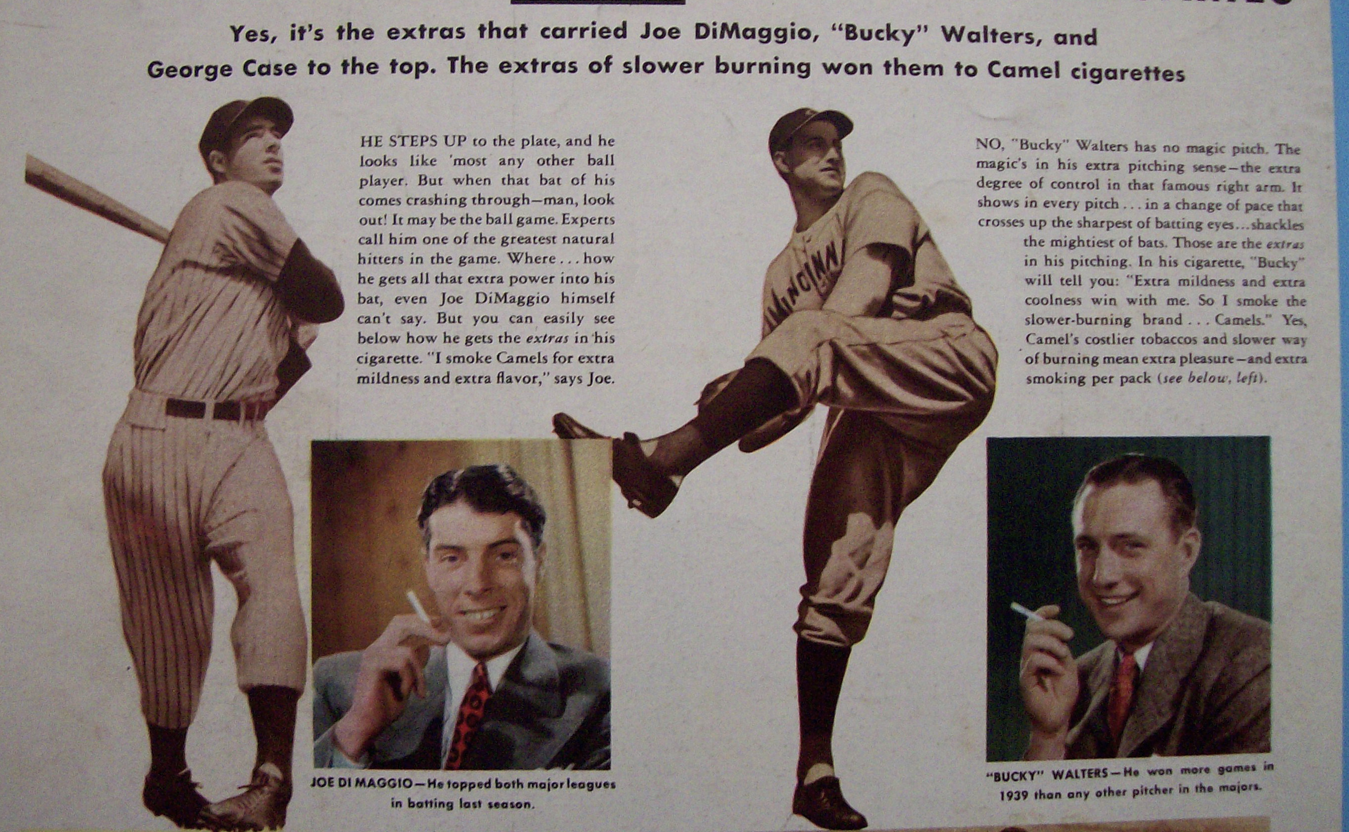 1940 Camel Cigarettes w/Di Maggio, Case & Walters