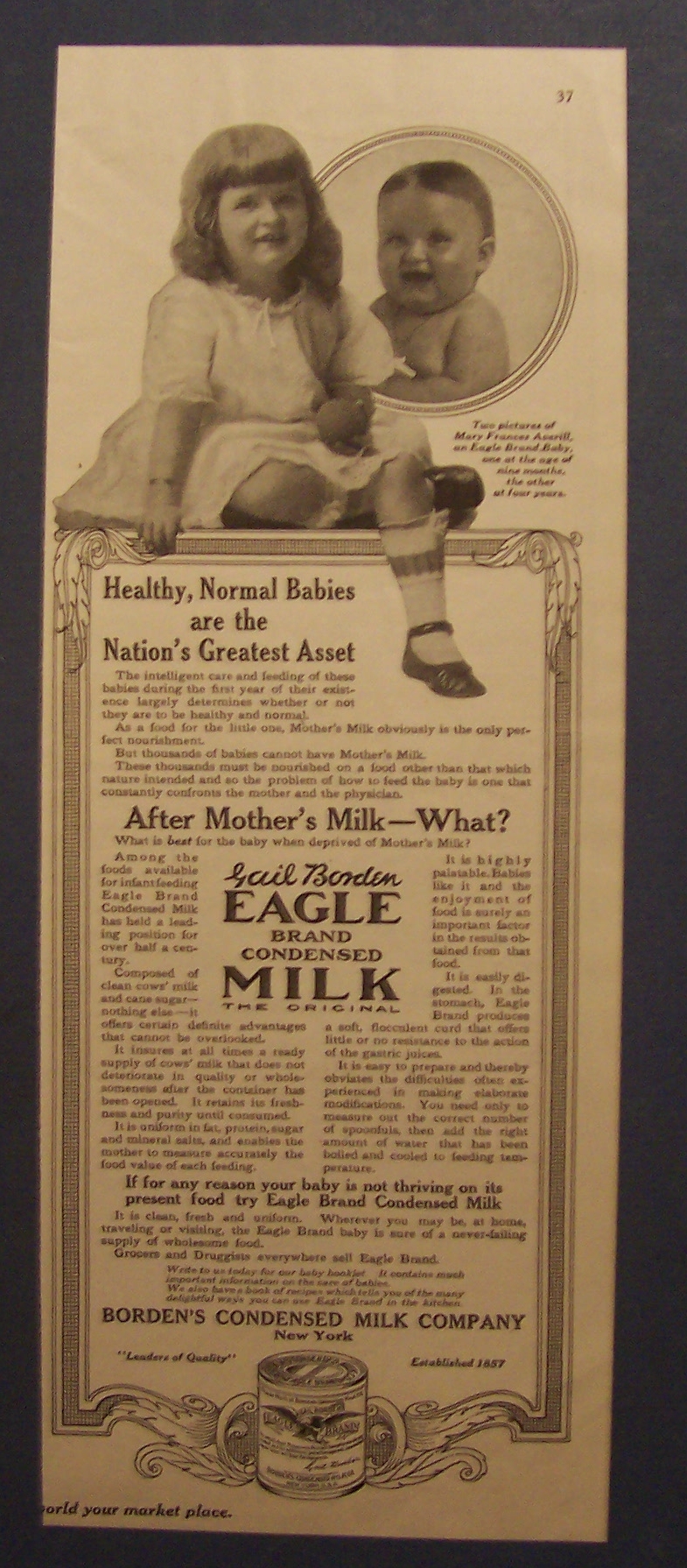 1917  Borden's  Condensed  Milk
