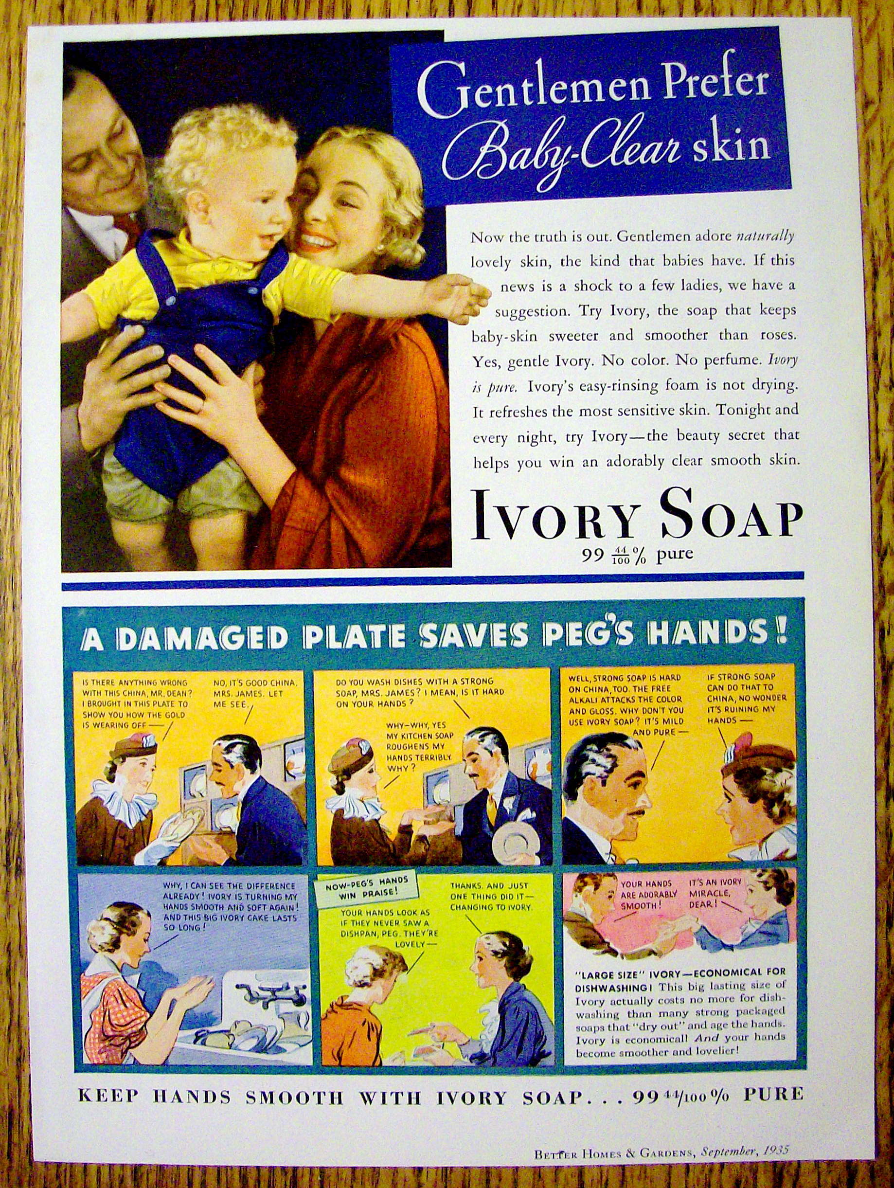 1935 Ivory Soap with a Damaged Plate Saves Peg's Hands