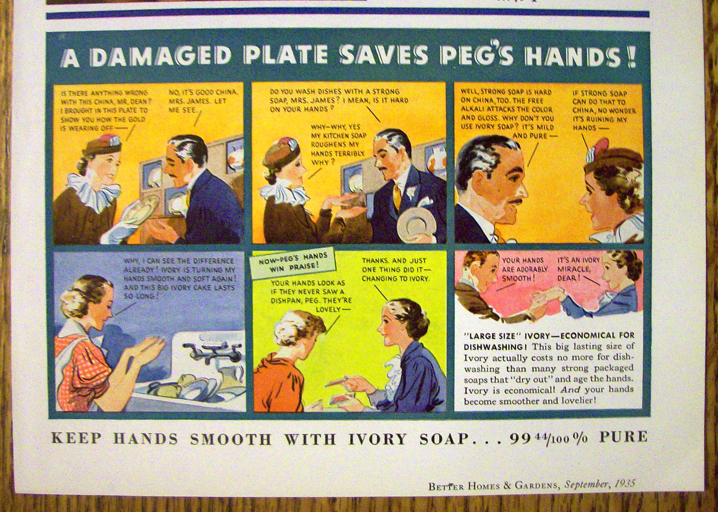 1935 Ivory Soap with a Damaged Plate Saves Peg's Hands