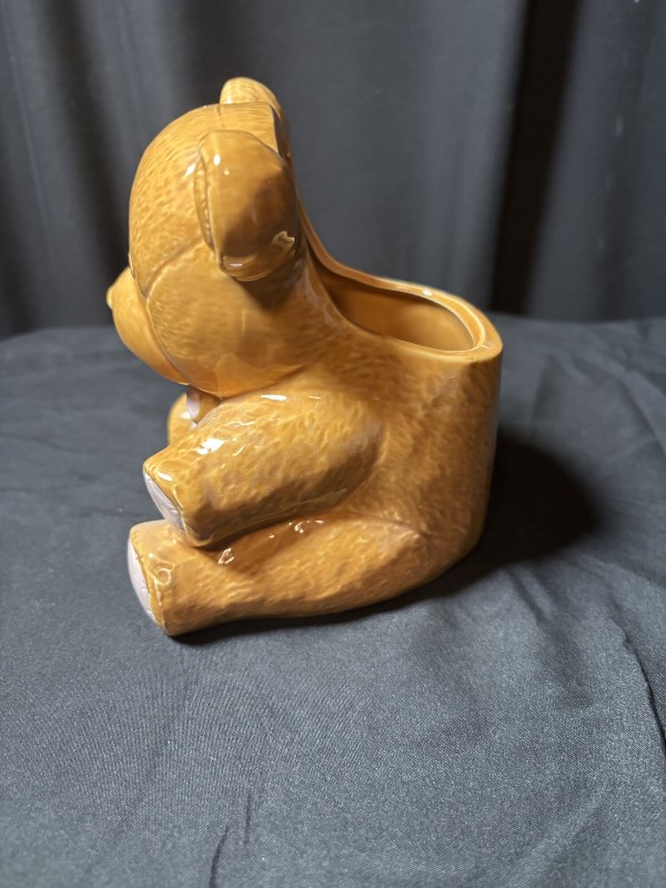 Vintage Inarco Japan Ceramic Teddy Bear Planter CN-1319 Brown Nursery Decor