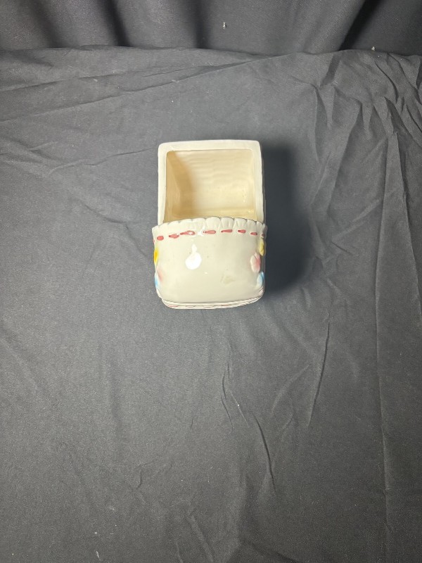 Vintage Ceramic Baby Bassinet Cradle Planter "ABC" Nursery Decor Made in Japan 104 1