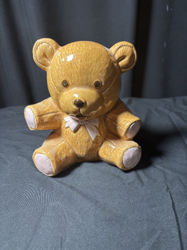 Vintage Inarco Japan Ceramic Teddy Bear Planter CN-1319 Brown Nursery Decor