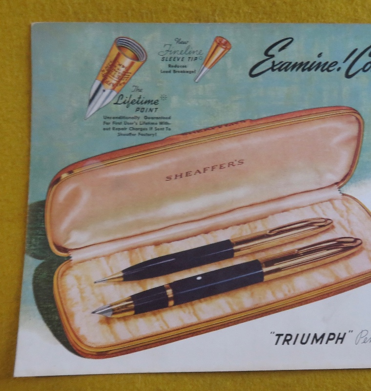 1946 Sheaffer Pens With Sheaffer's Triumph Pen & Pencil