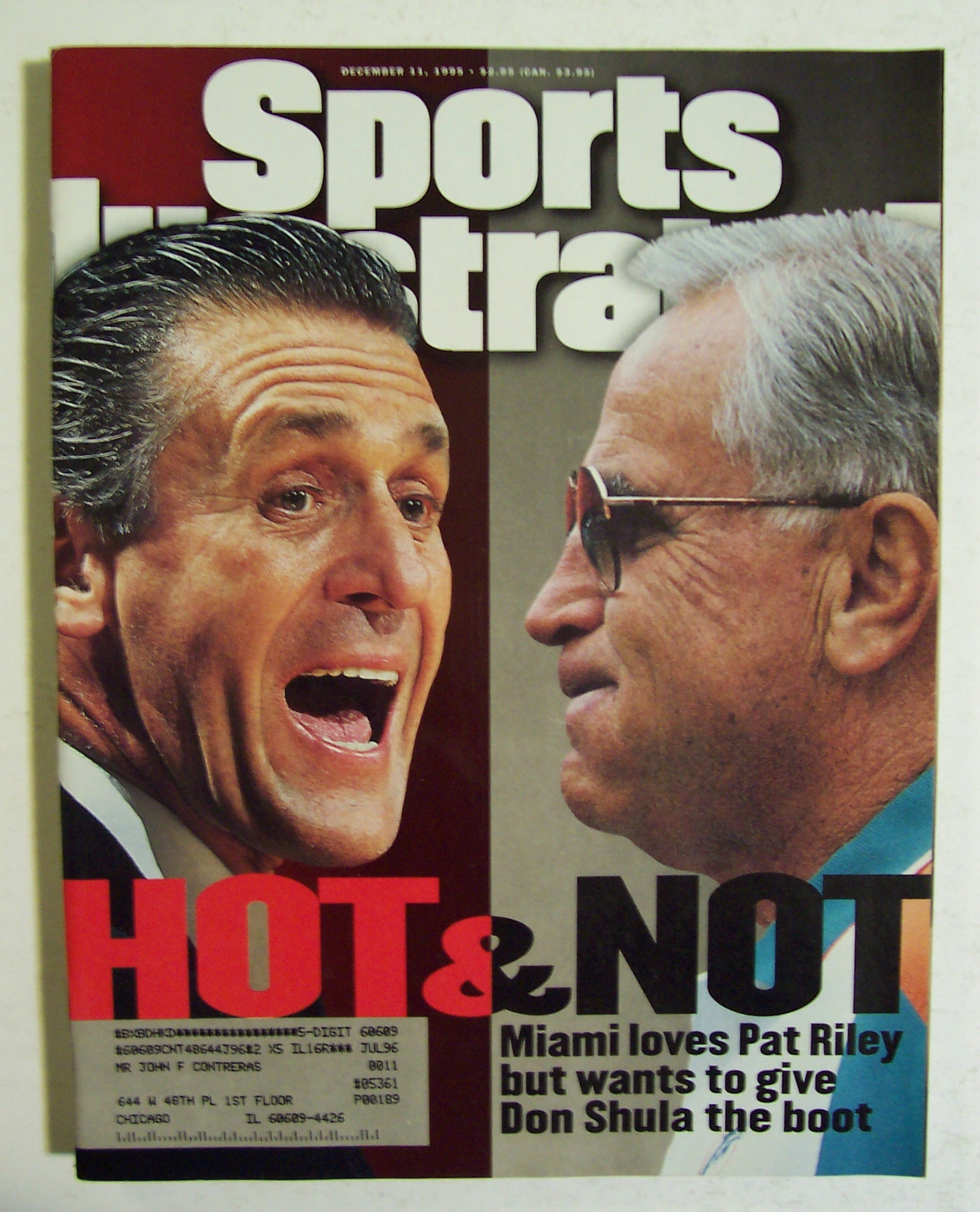 Sports Illustrated Magazine -Dec 11, 1995- Riley/Shula