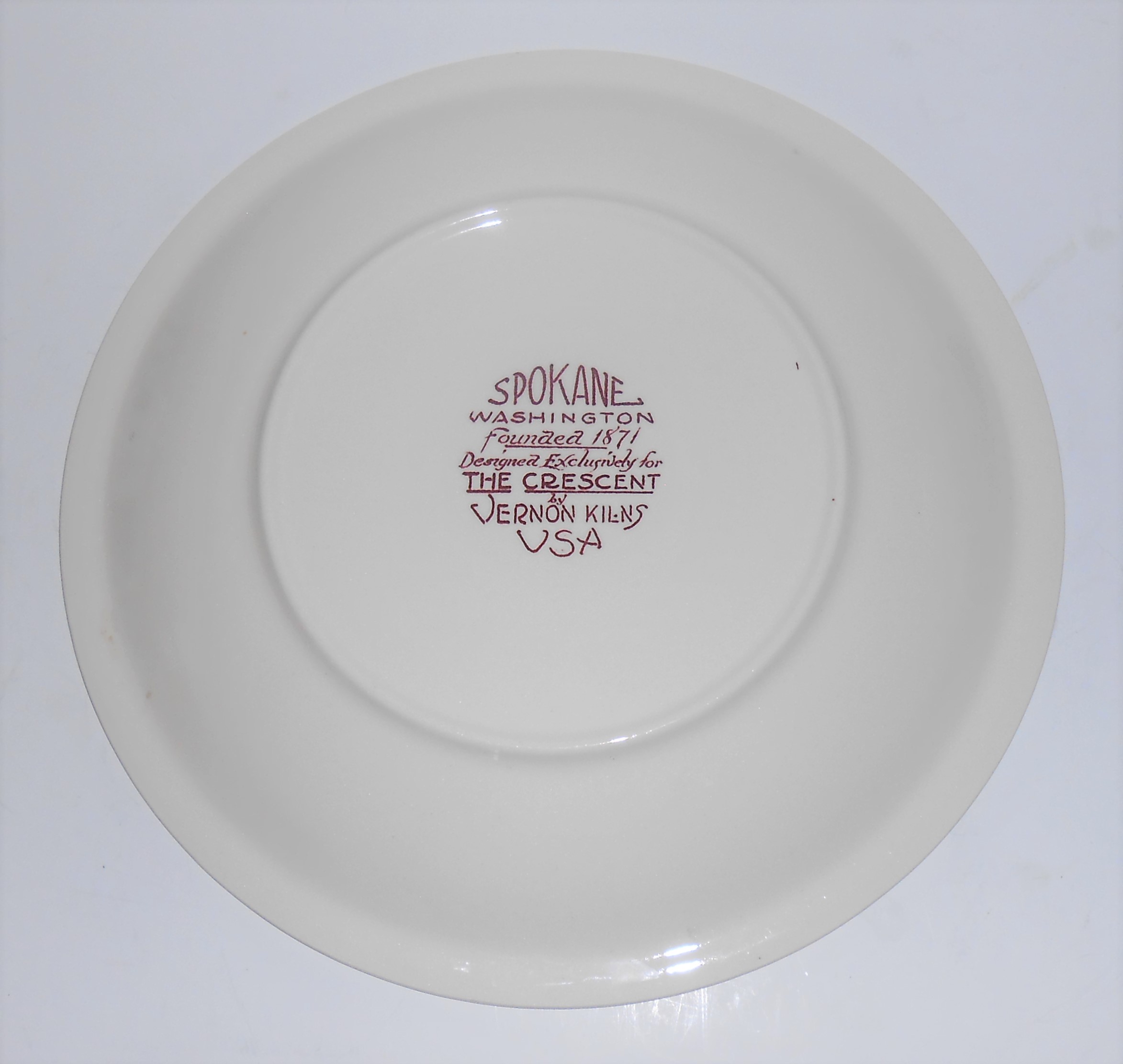 Vernon Kilns Pottery Spokane Washington Commemorative P