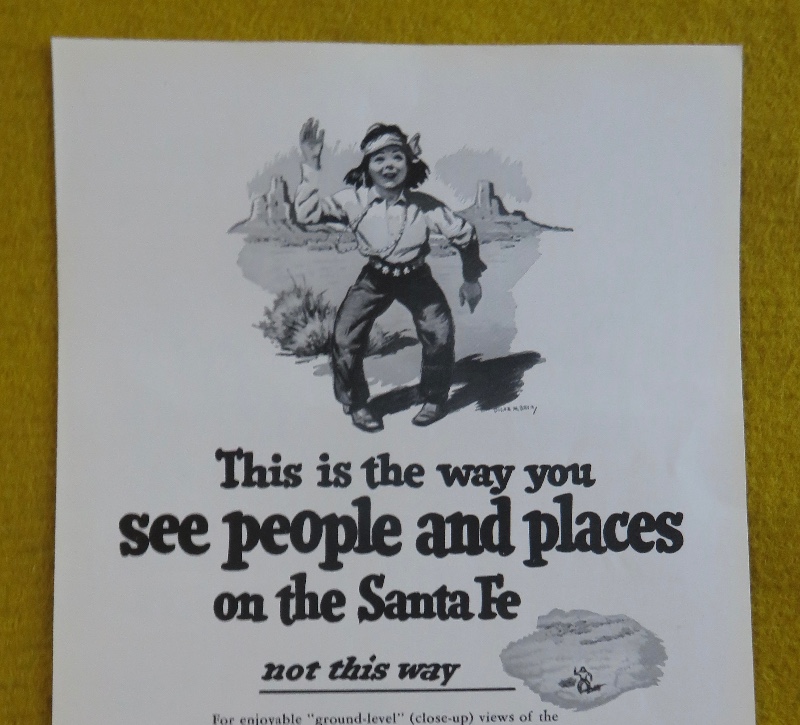 1950 Santa Fe With Indian Boy Waving