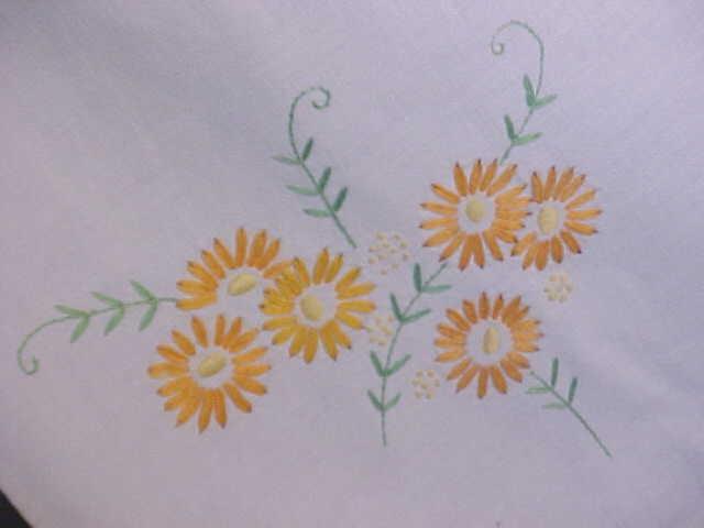Table Topper Floral Embroidery Linen Leg Ties