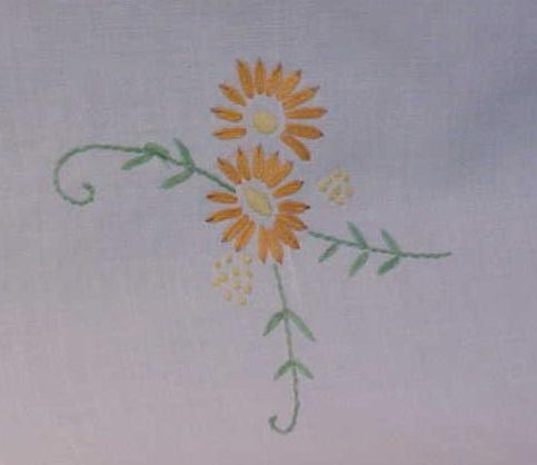 Table Topper Floral  Embroidery Linen Leg Ties