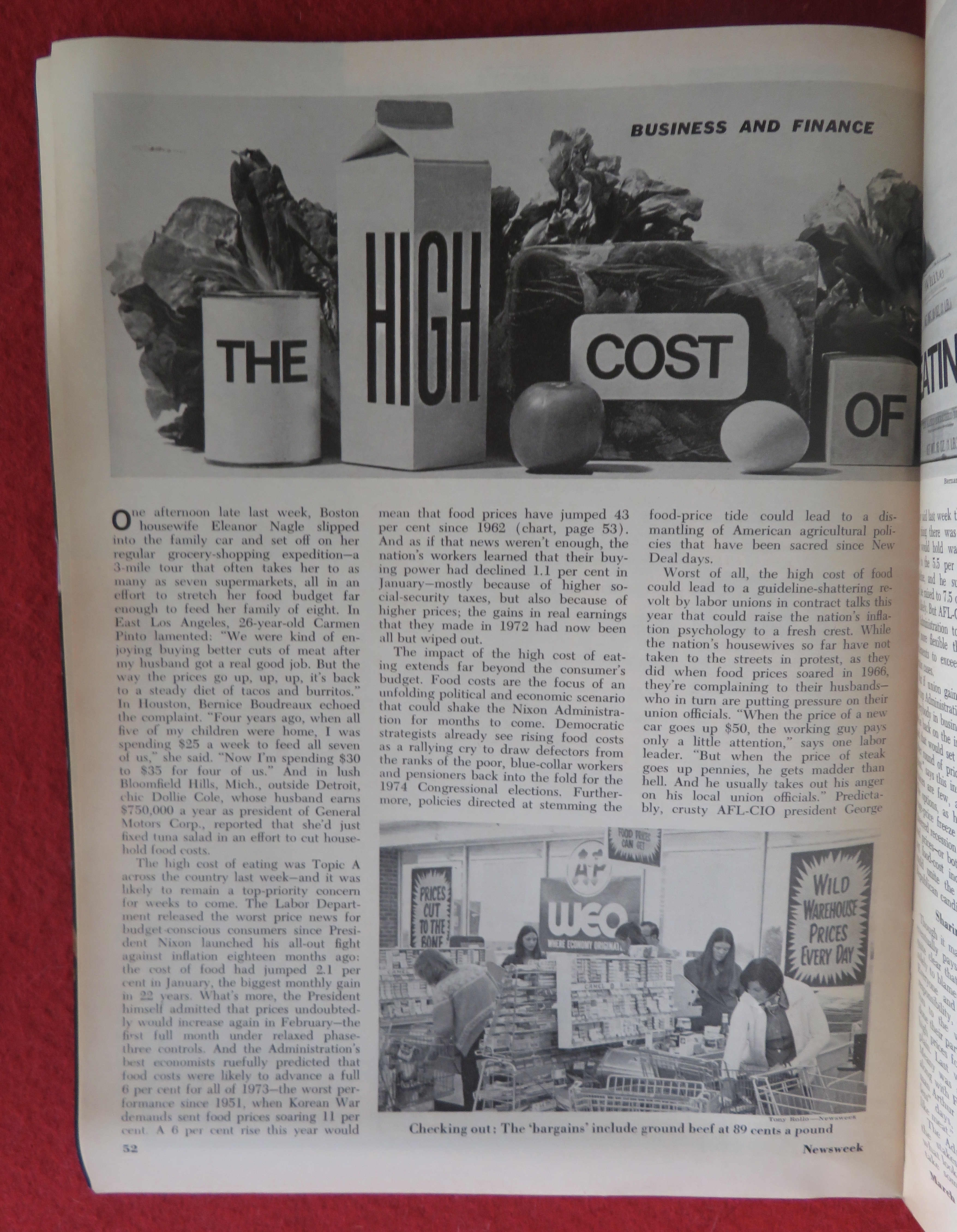 Newsweek Magazine March 5, 1973 High Cost Of Eating