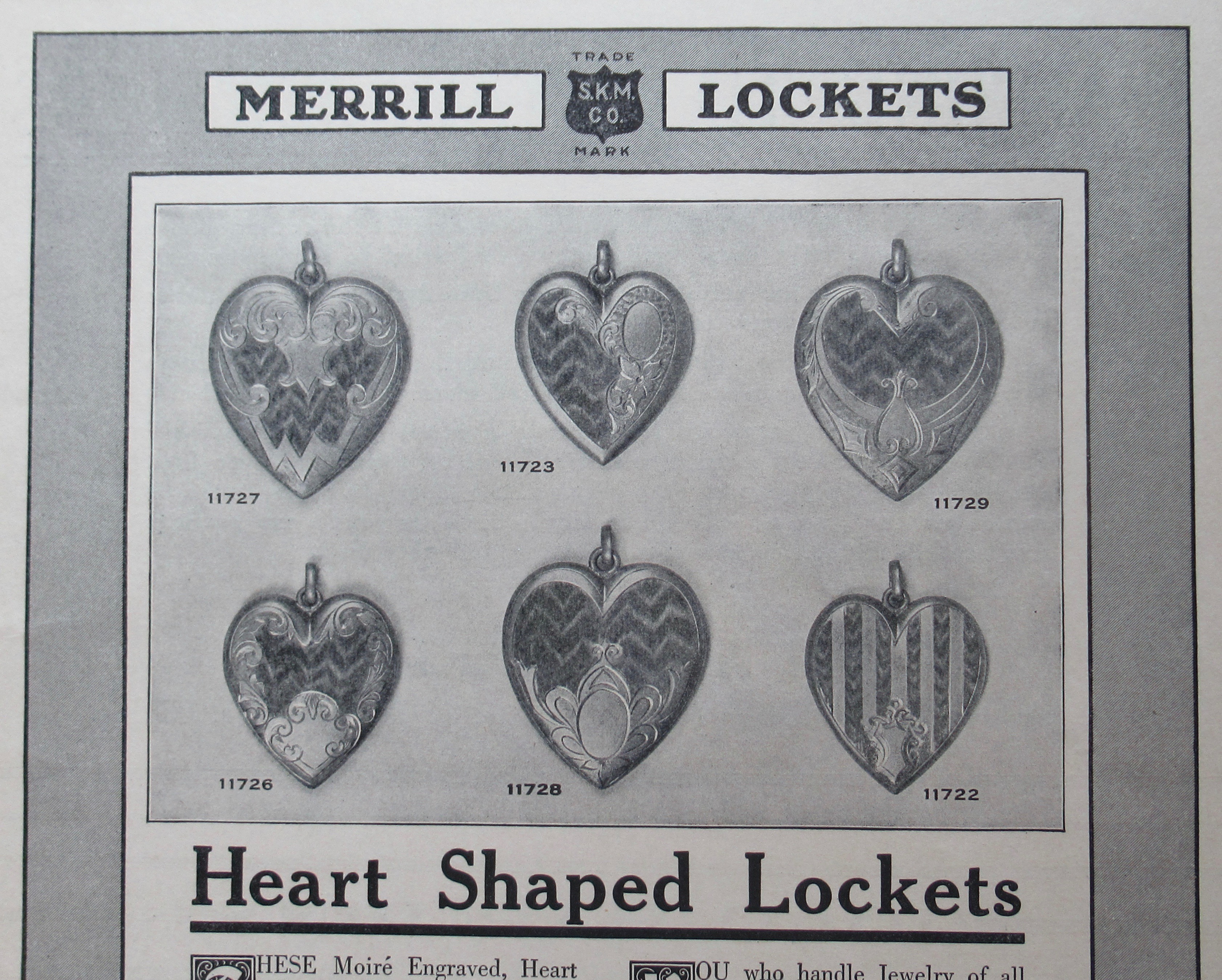 1913 Merrill Lockets with Heart Shaped Lockets