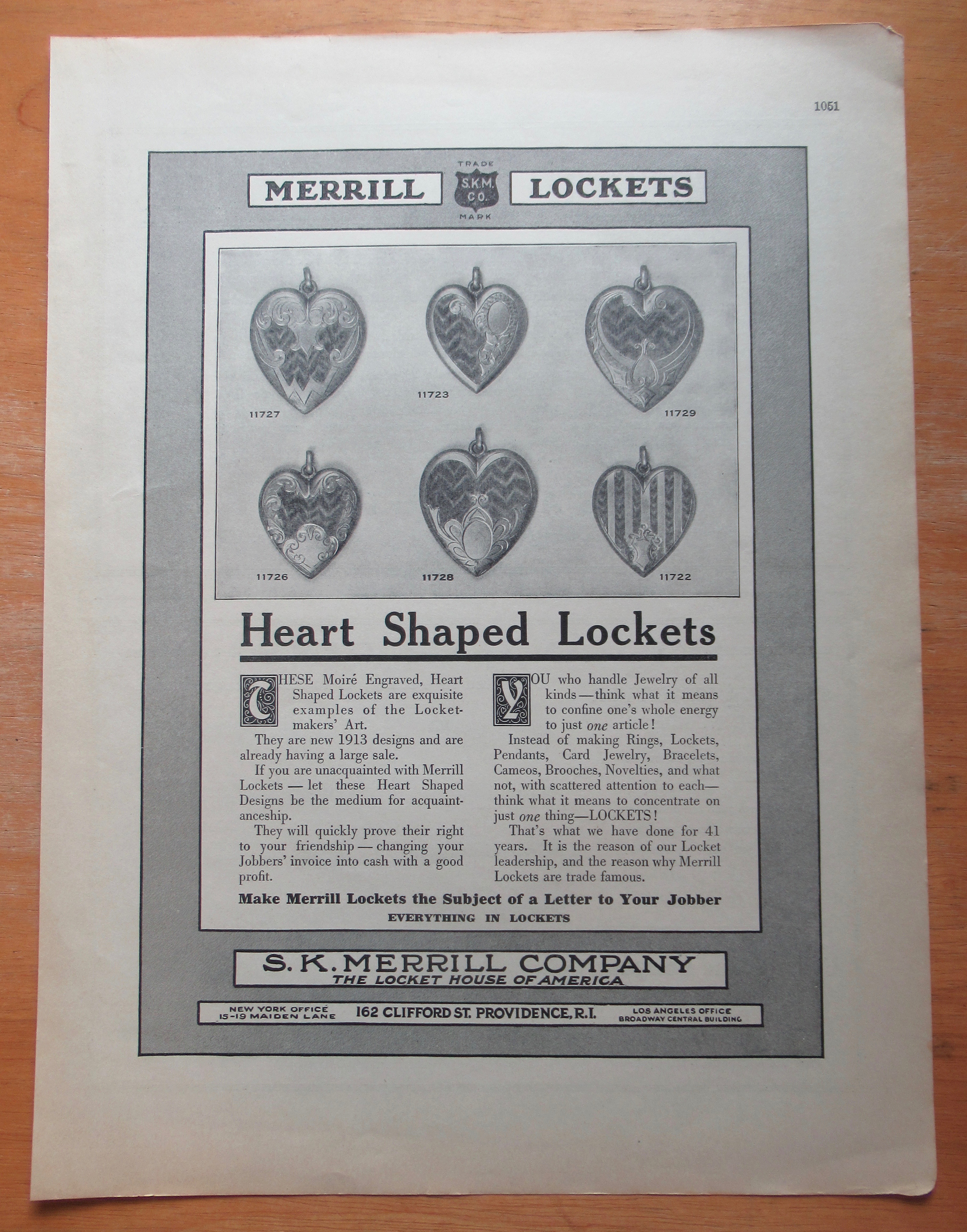 1913 Merrill Lockets with Heart Shaped Lockets