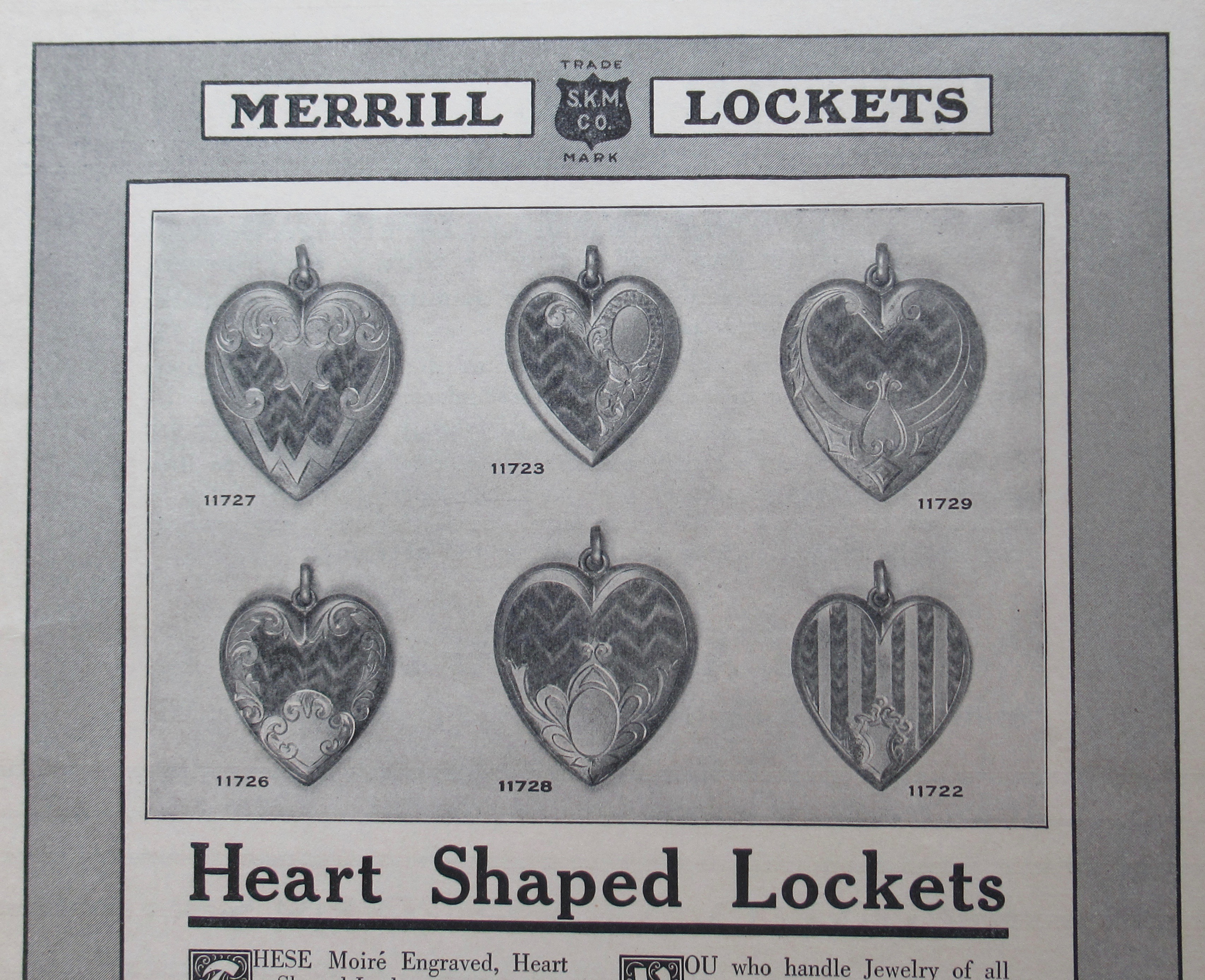 1913 Merrill Lockets with Heart Shaped Lockets