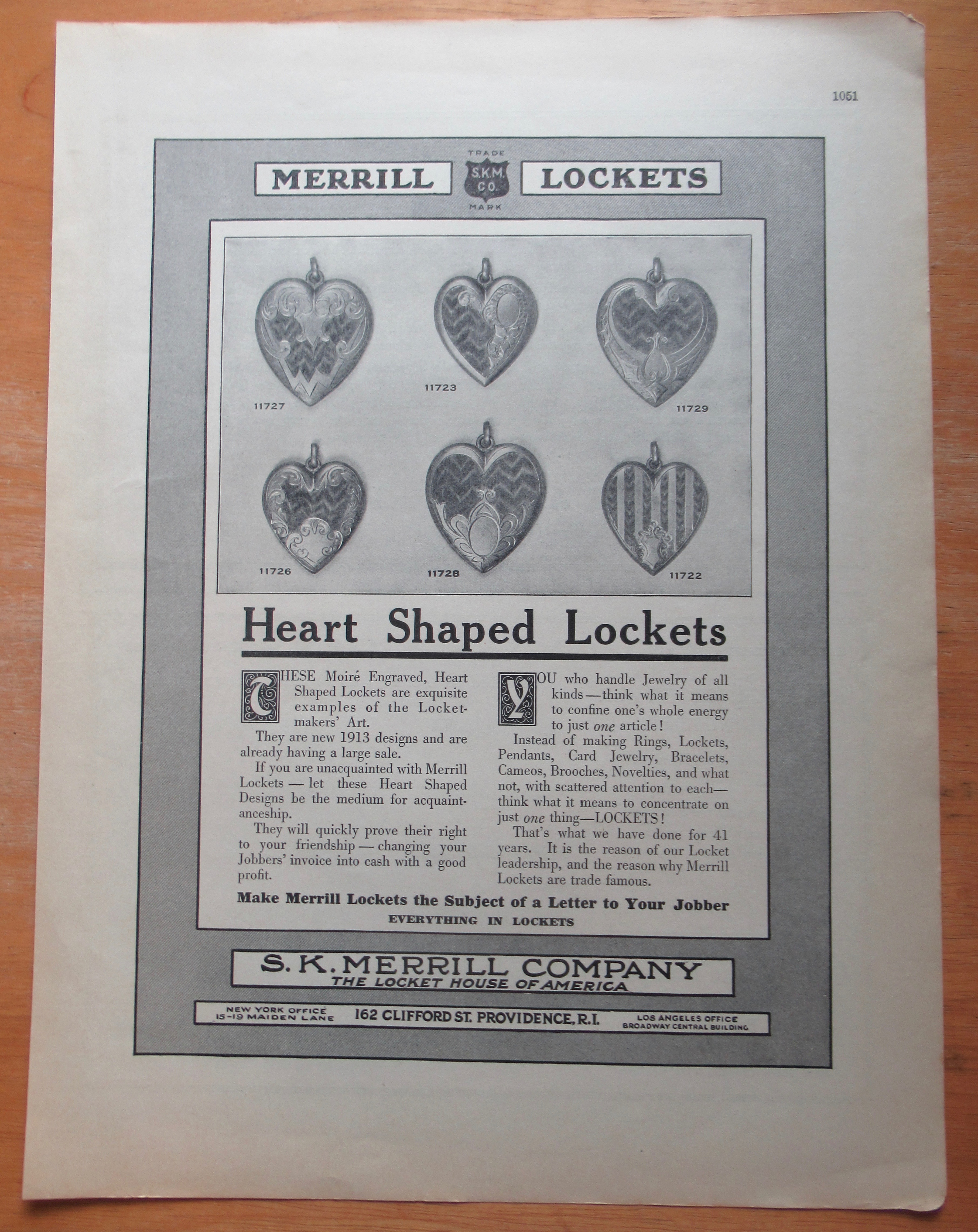 1913 Merrill Lockets with Heart Shaped Lockets