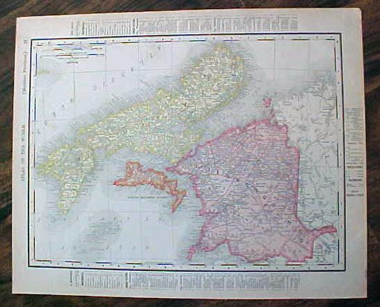 Antique Map Nova Scotia & Manitoba 1907 Rand McNally