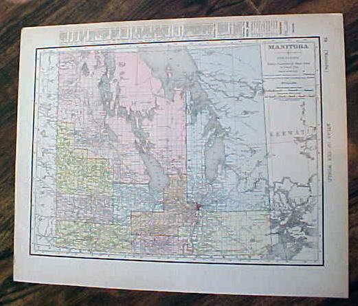 Antique Map Nova Scotia & Manitoba 1907 Rand McNally