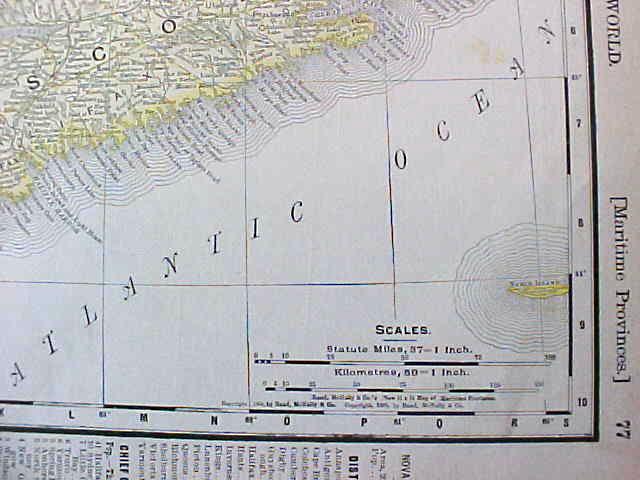 Antique Map Nova Scotia & Manitoba 1907 Rand McNally