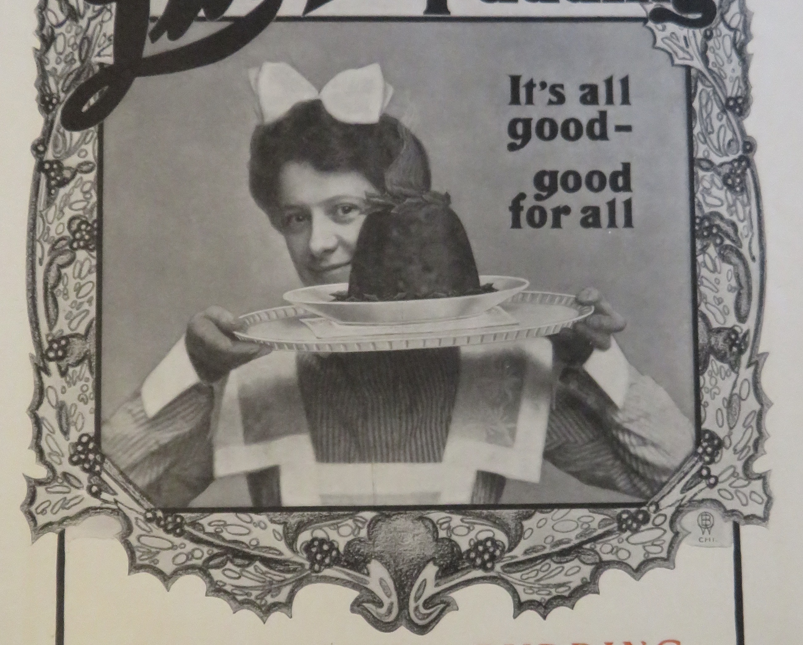 1908 Libby's Plum Pudding with Woman Holding Tray