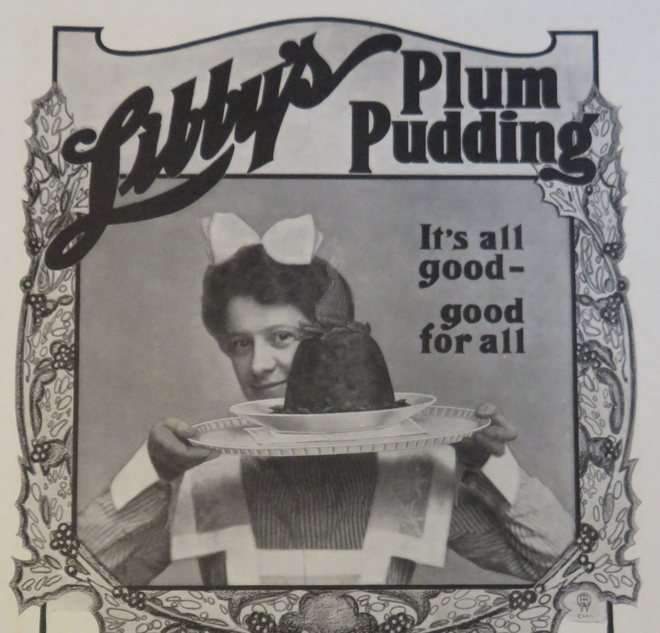 1908 Libby's Plum Pudding with Woman Holding Tray