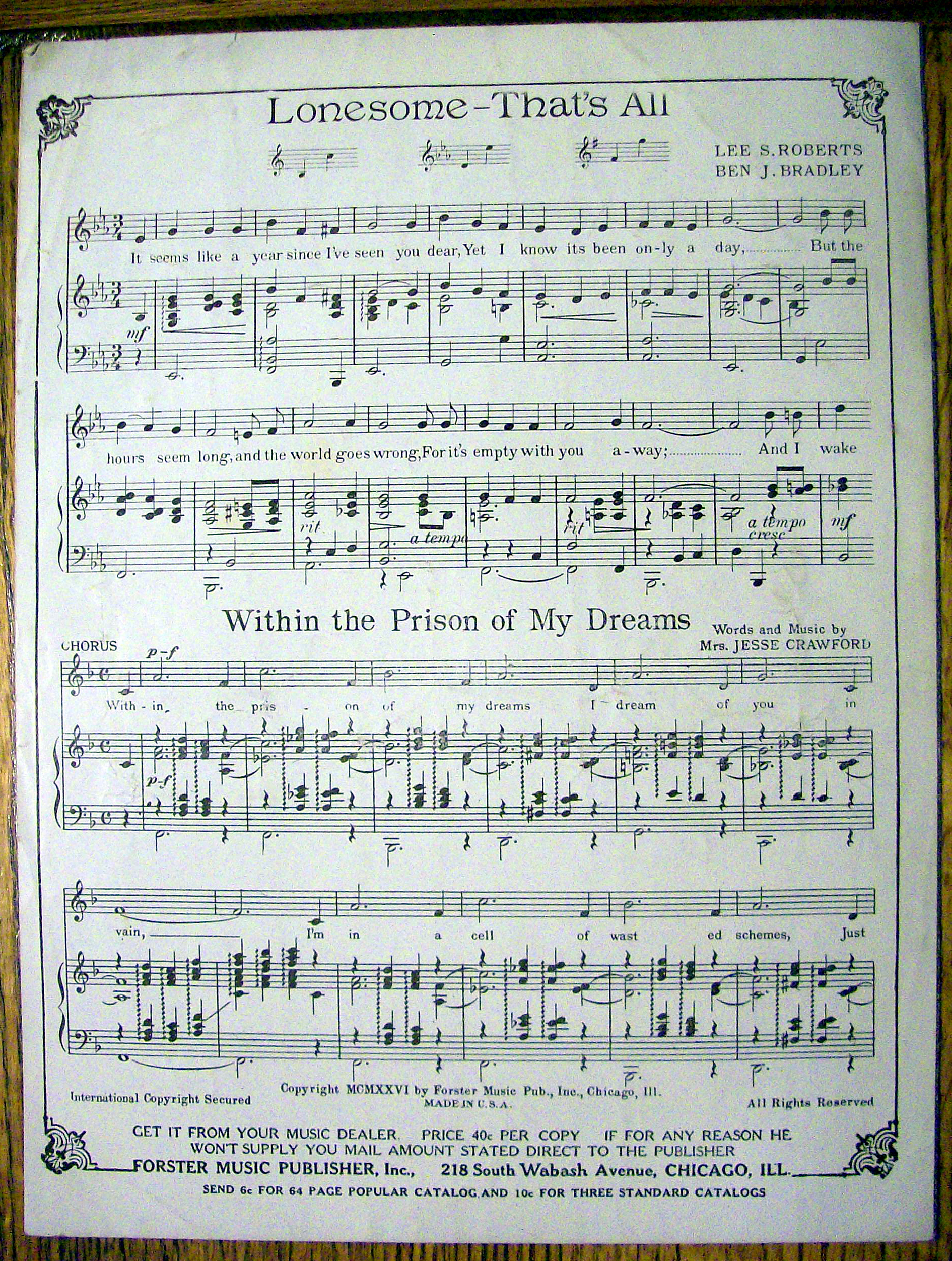 Sheet Music For 1927 You're The One For Me