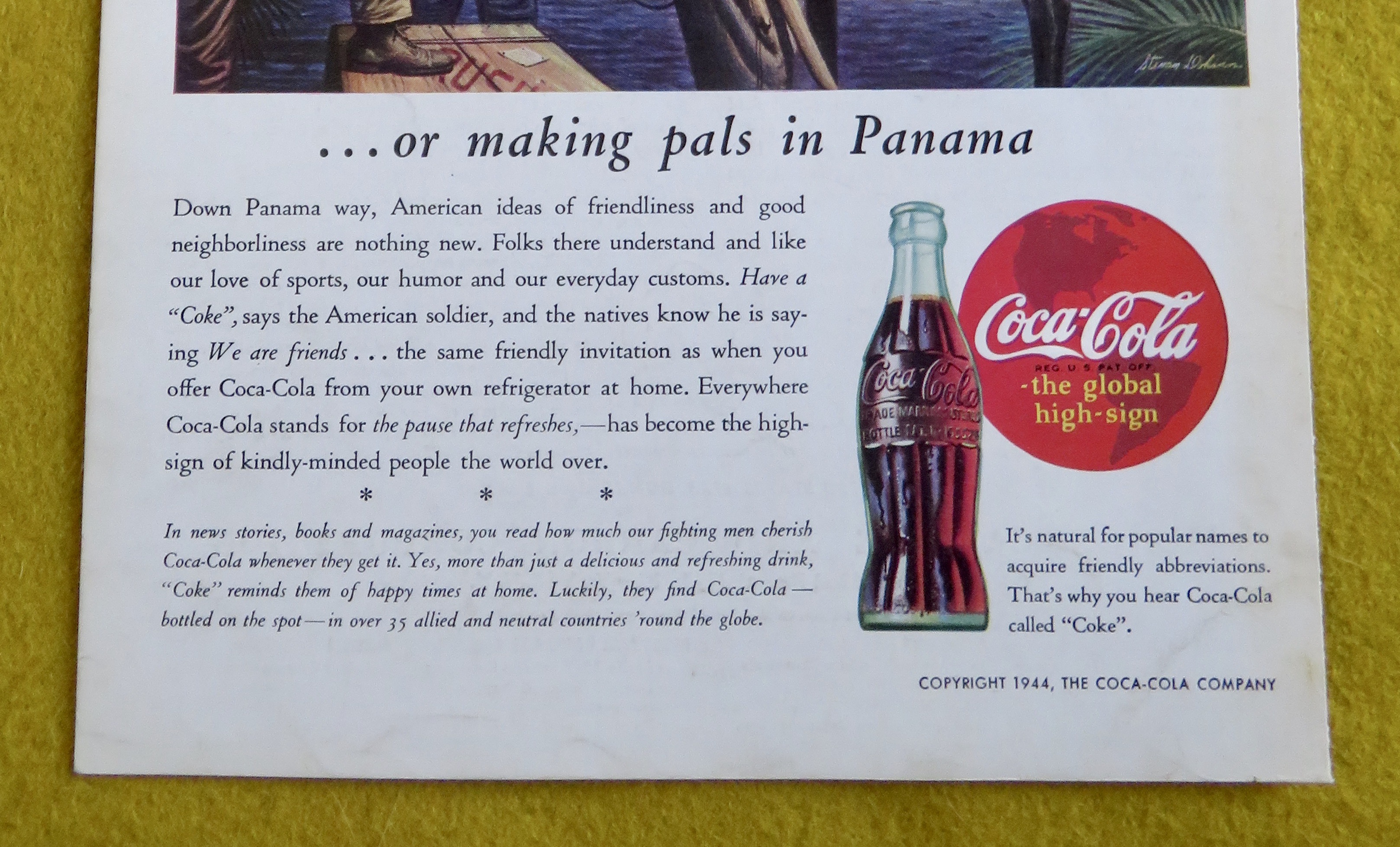 1944 Coca Cola (Coke) with Soldiers in Panama