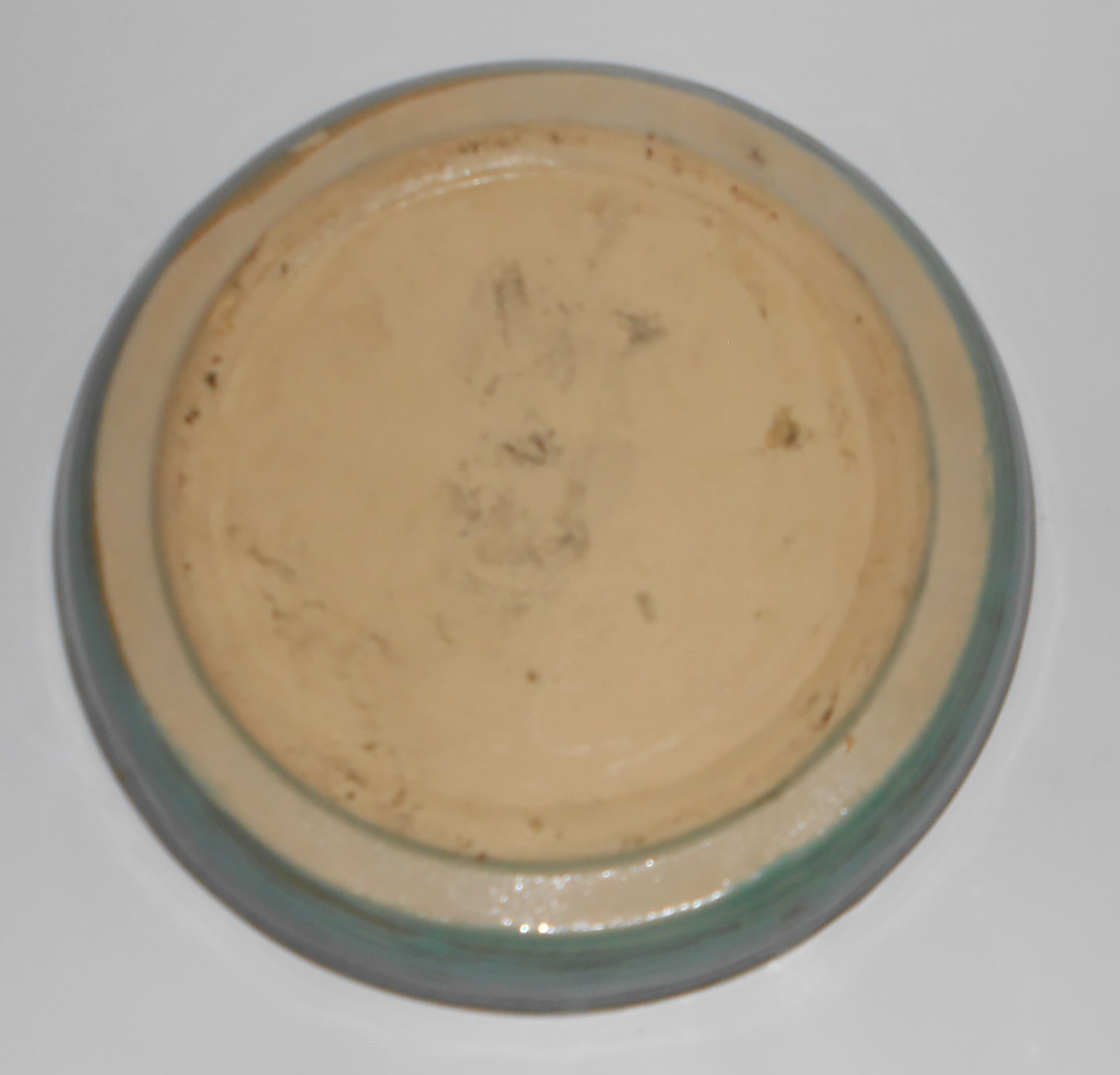 Zanesville Stoneware Pottery Homespun Green Ring Low Bo