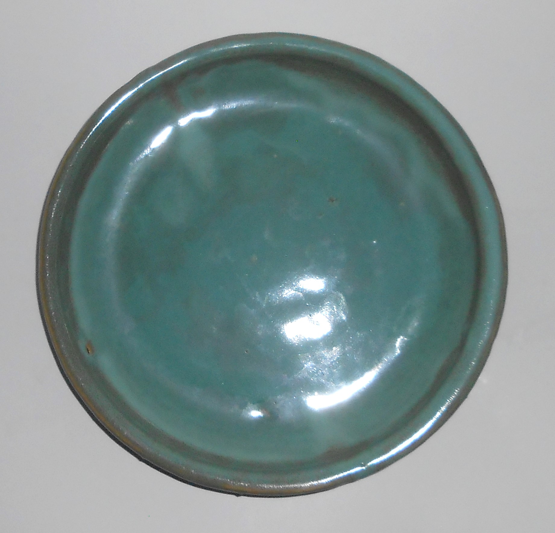 Zanesville Stoneware Pottery Homespun Green Ring Low Bo