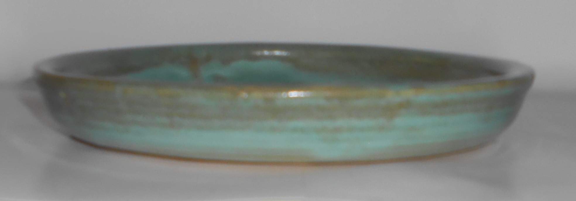 Zanesville Stoneware Pottery Homespun Green Ring Low Bo