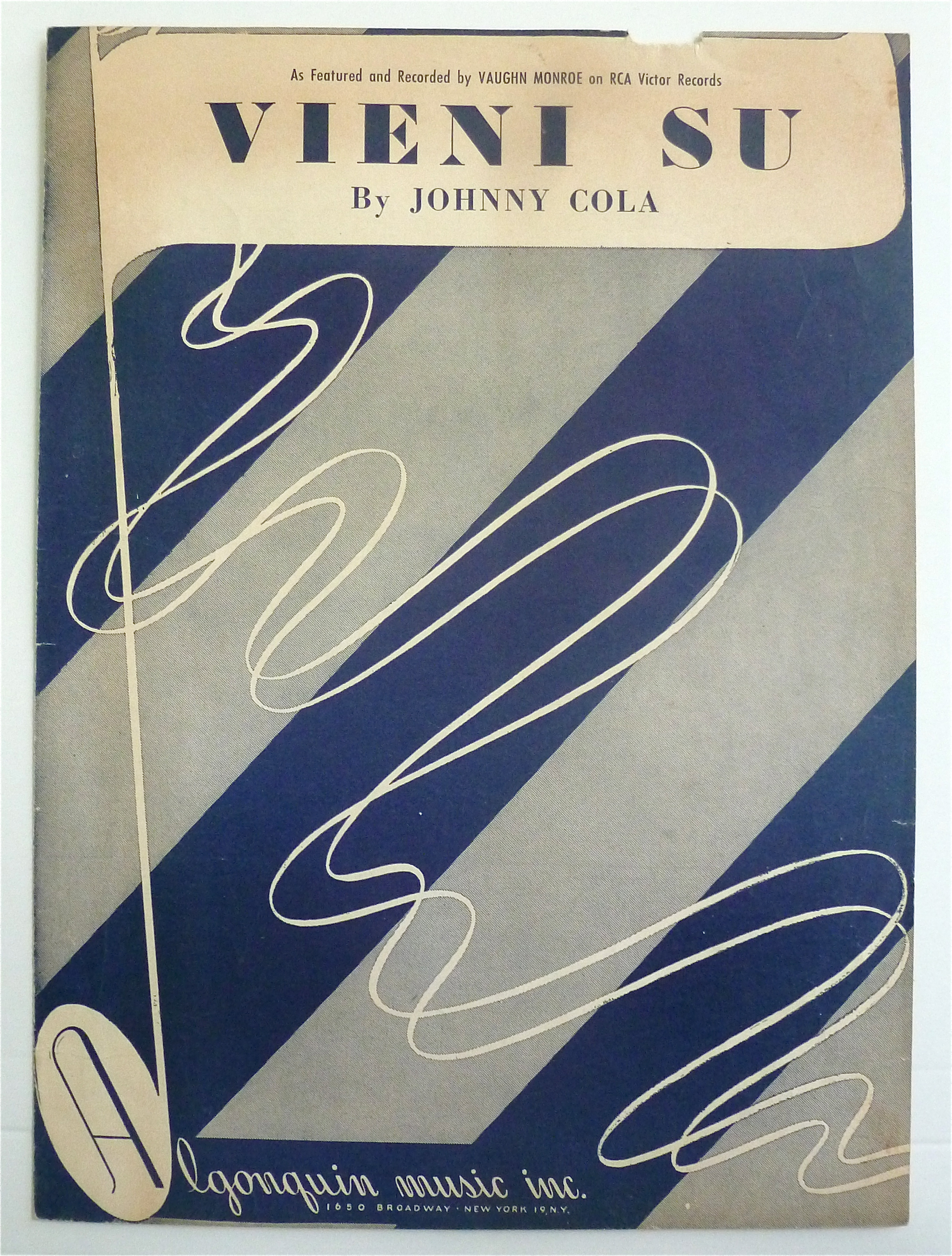Sheet Music For 1949 Vieni Su