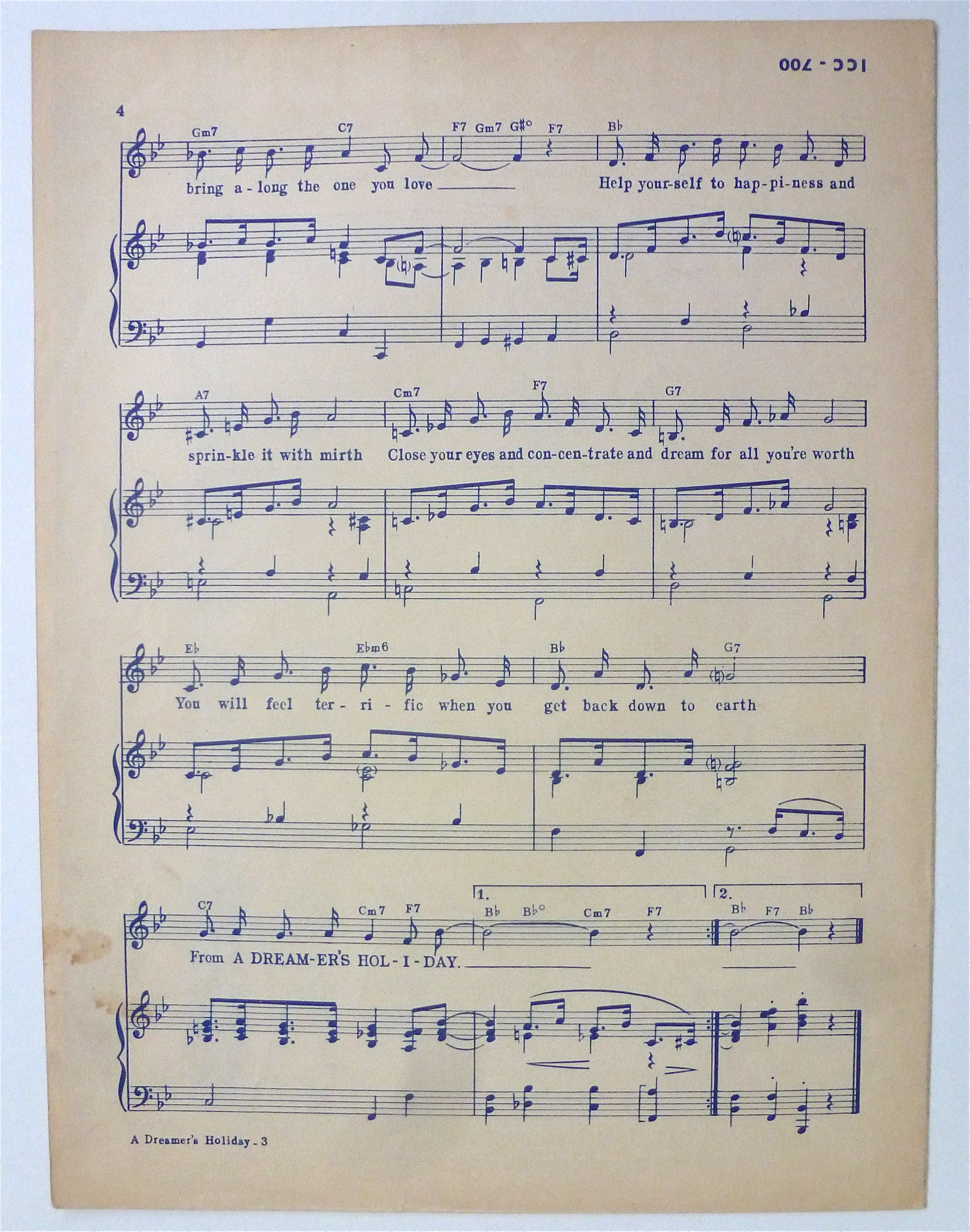 Sheet Music 1949 A Dreamer's Holiday