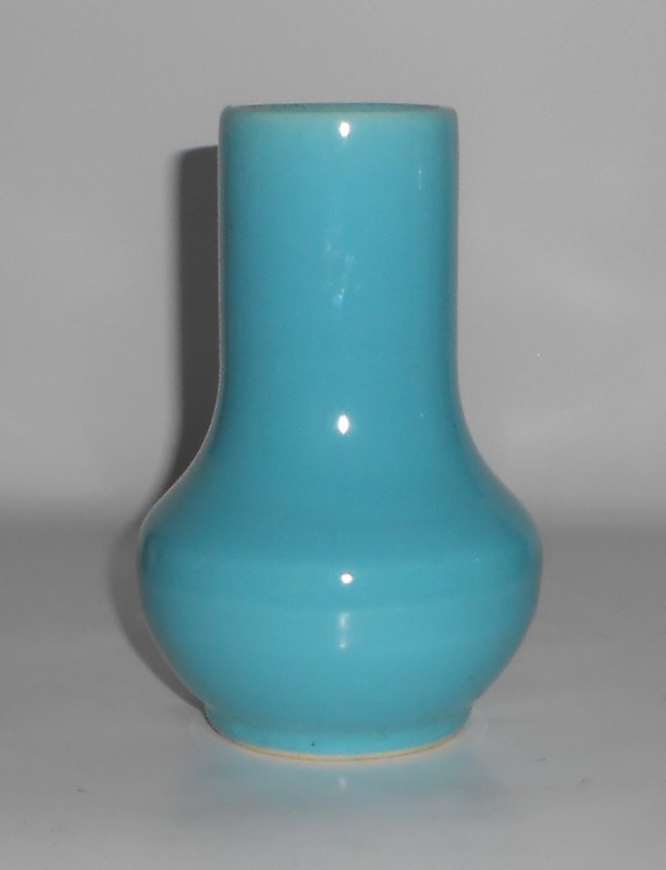 VINTAGE Bauer Pottery Hi-Fire Gloss Turquoise #214 Vase