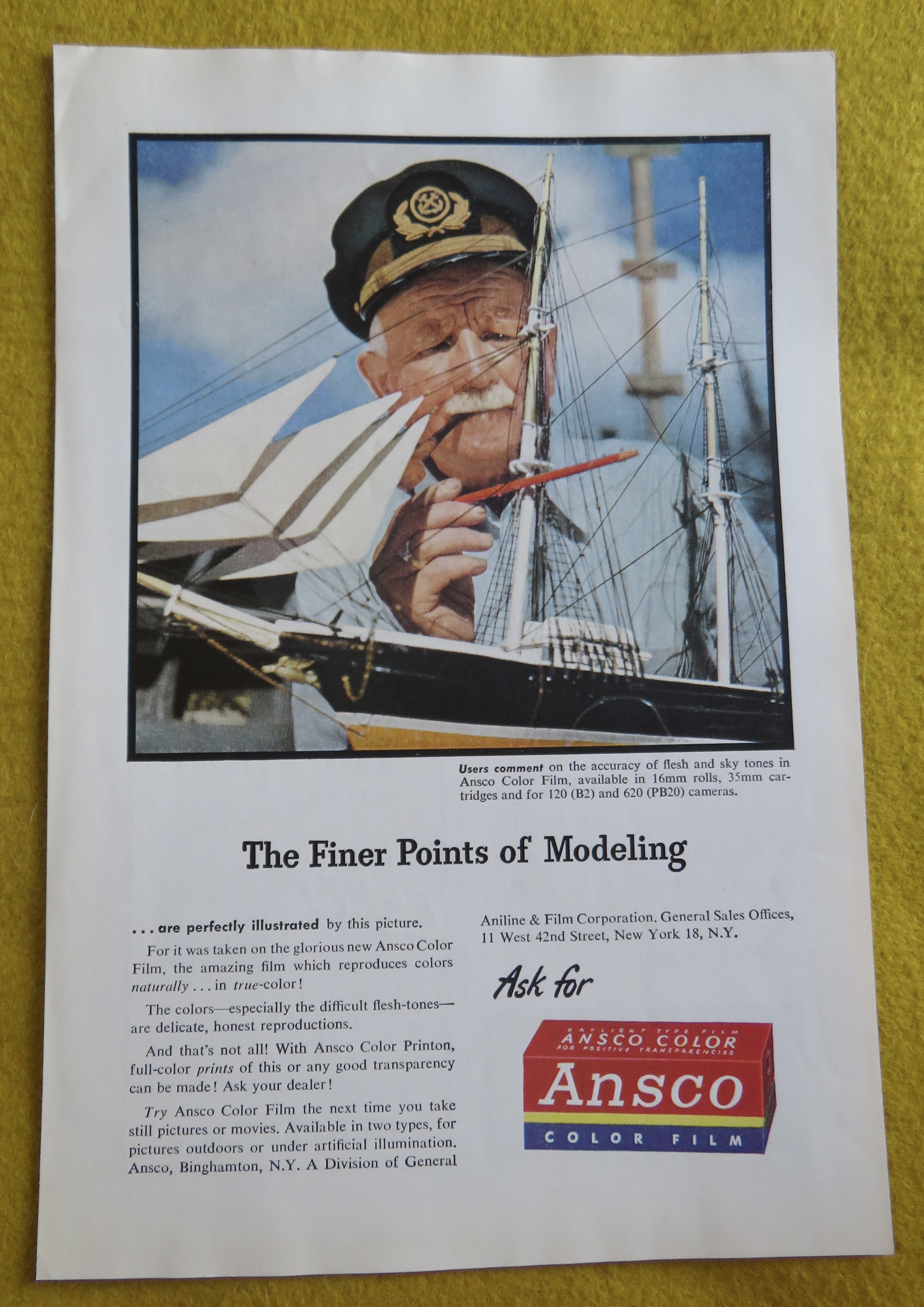1946 Ansco Color Film with Man Building A Ship