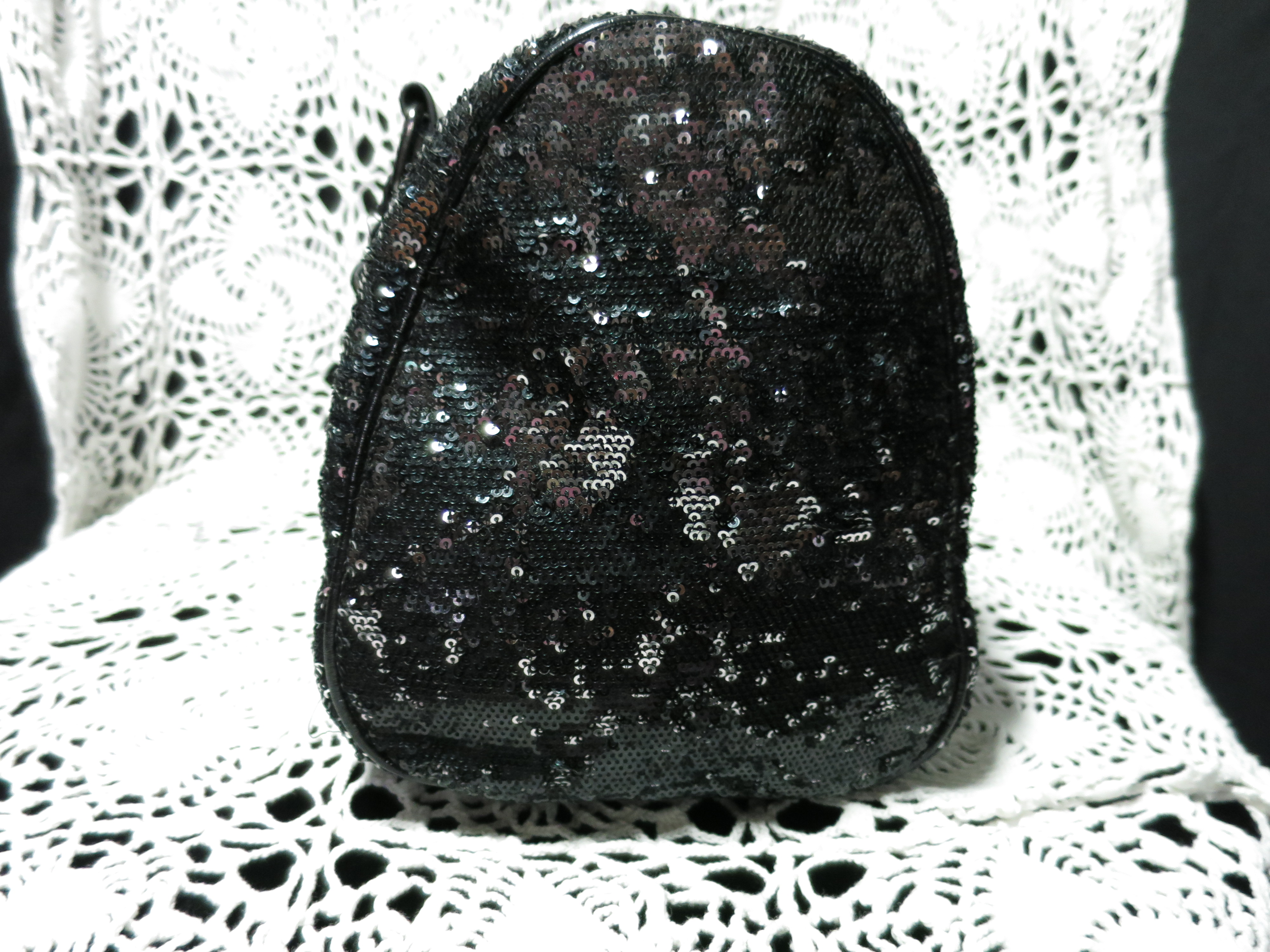 Express Satchel Tote Bag Black and Silver Sequins