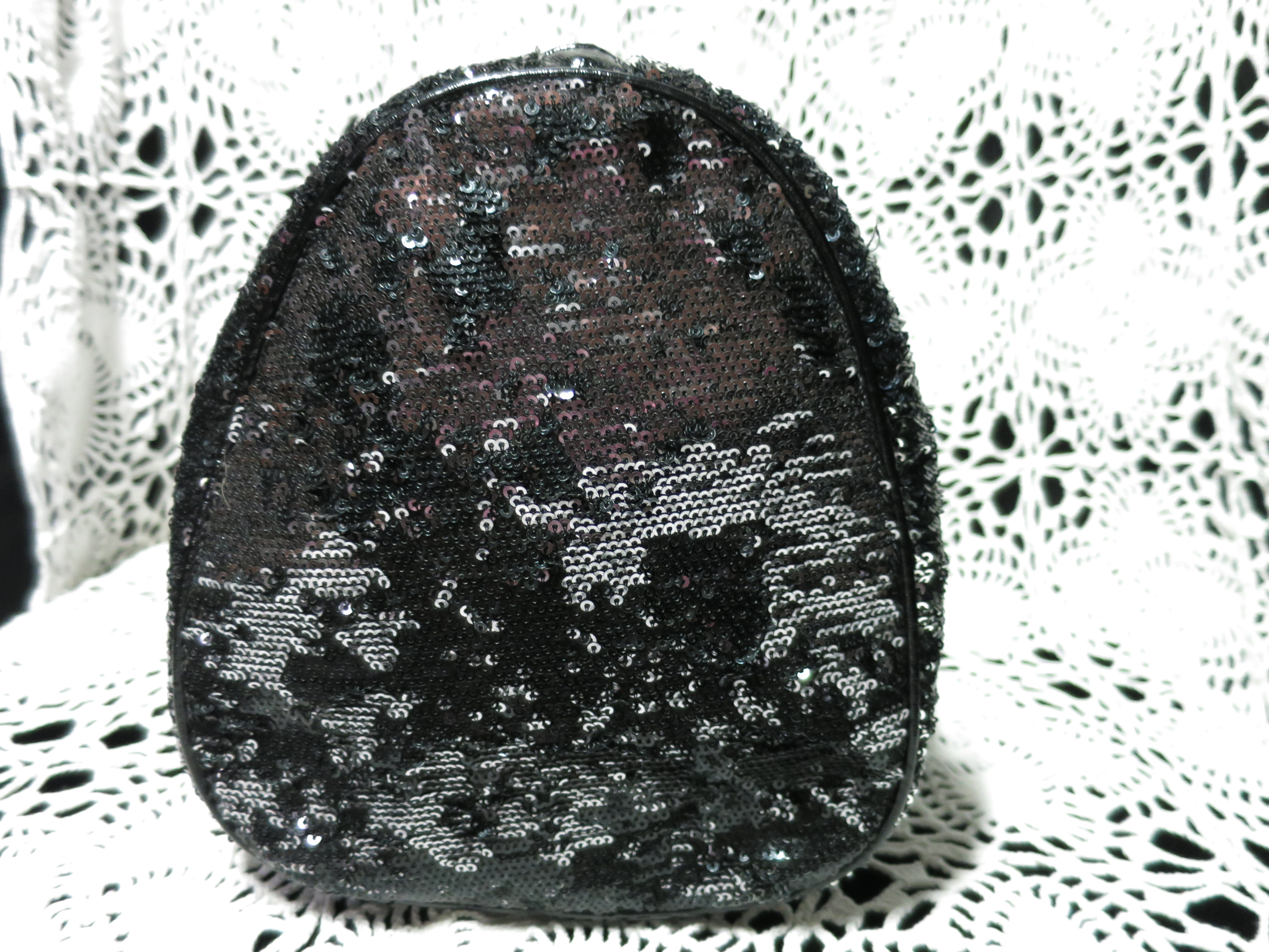 Express Satchel Tote Bag Black and Silver Sequins