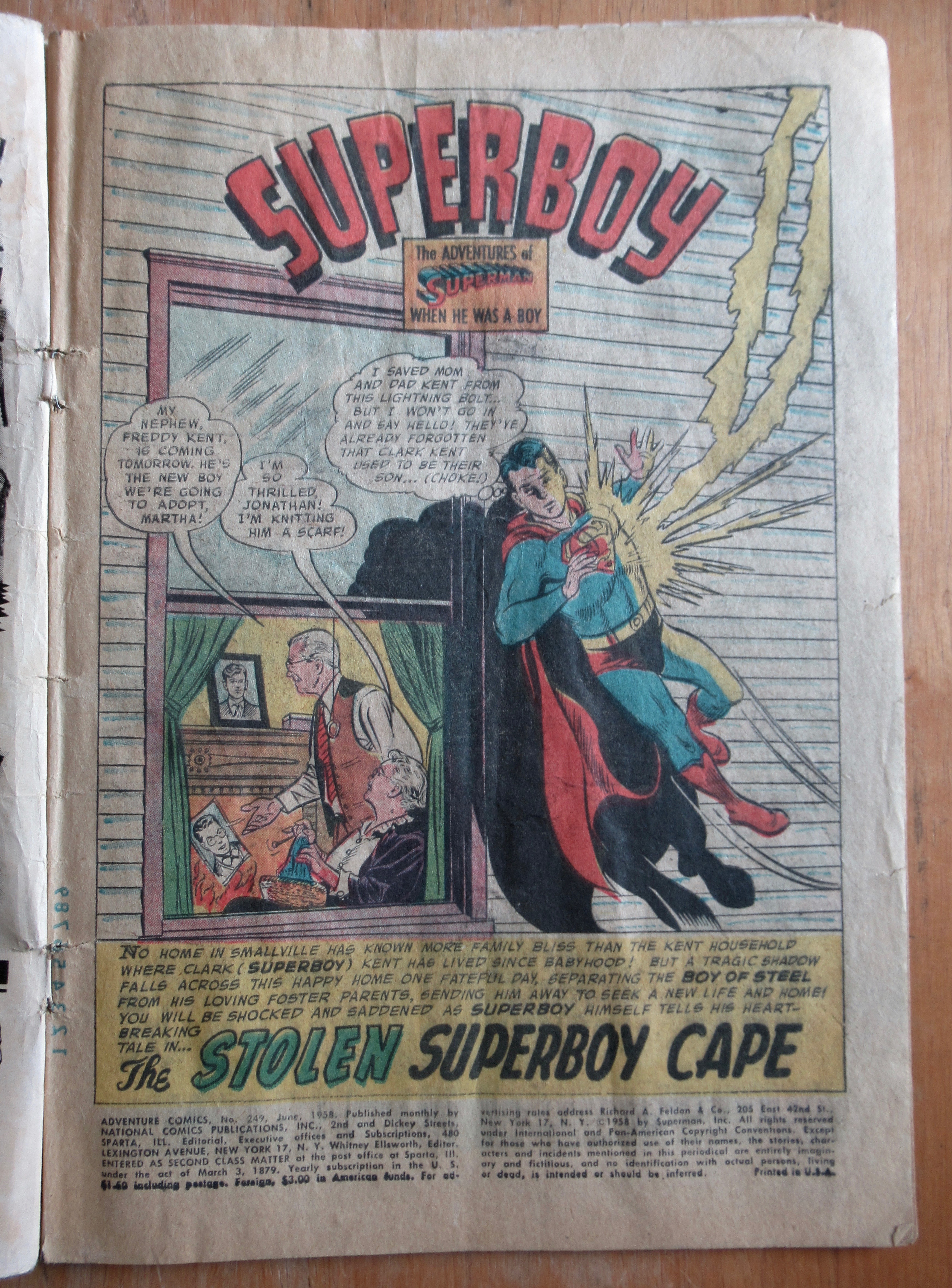 Adventure Comics June 1958 Superboy's Lost Costume