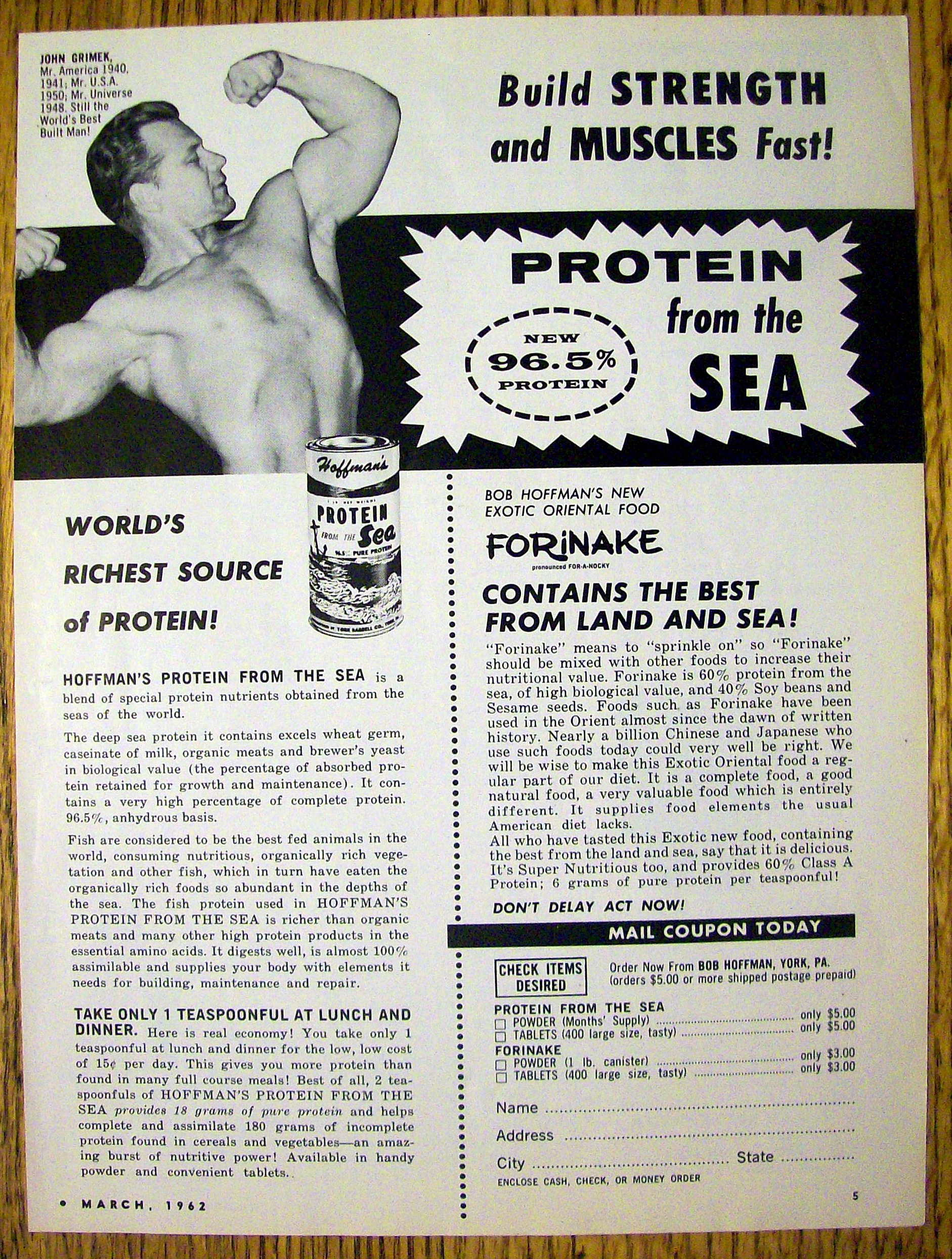 1962 Hoffman Protein From The Sea with John Grimek